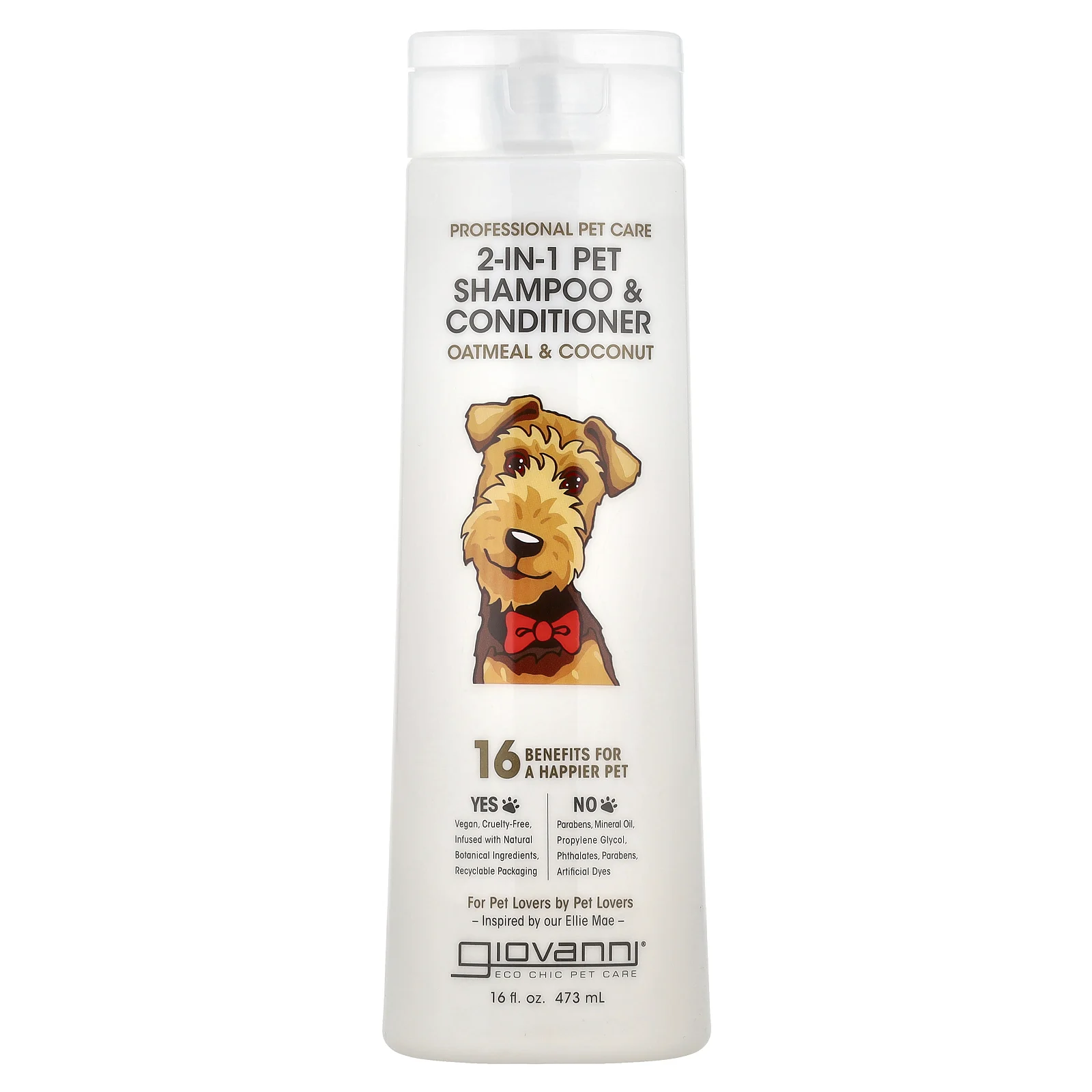 Giovanni, Professional Pet Care, шампунь и кондиционер для домашних животных 2-в-1, овсянка и кокос, 473 мл (16 жидк. Унций)