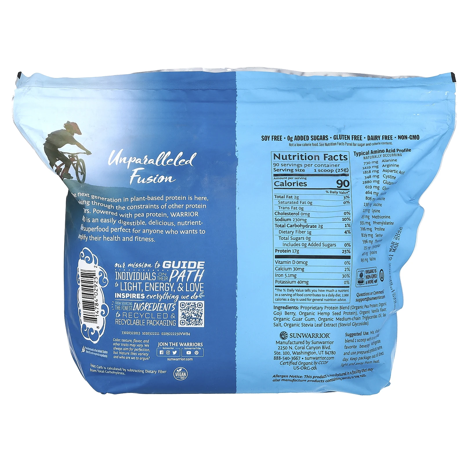 Sunwarrior, Warrior Blend, протеин, ваниль, 2,25 кг (4,96 фунта)