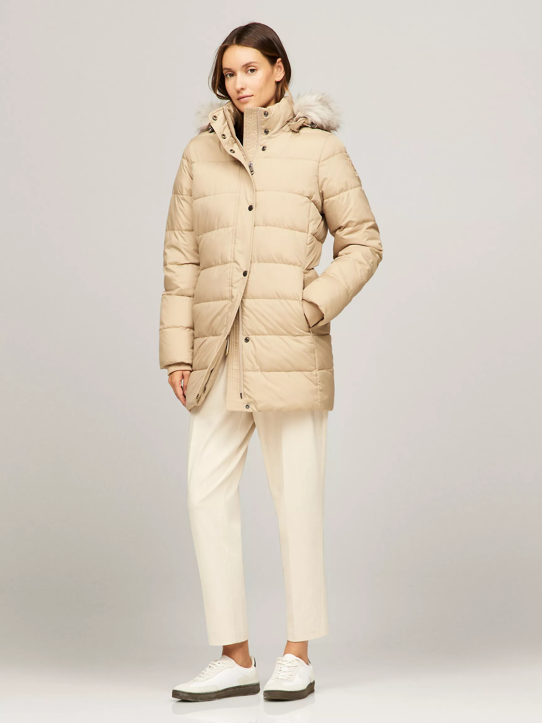 Женское пальто Tommy Hilfiger, Длинное пуховое пальто с капюшоном