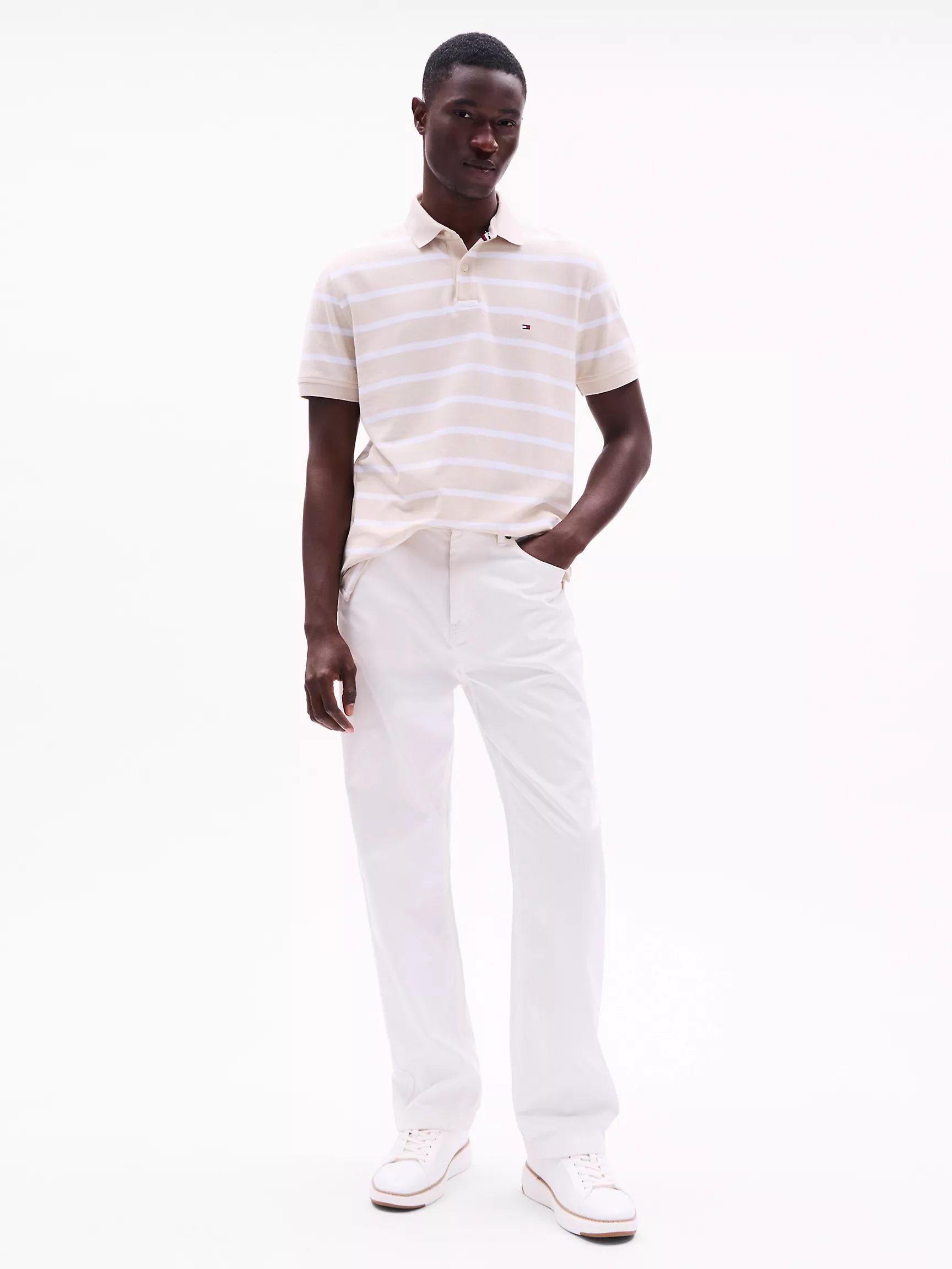 Мужское поло Tommy Hilfiger, Полосатое влагоотводящее поло стандартного кроя