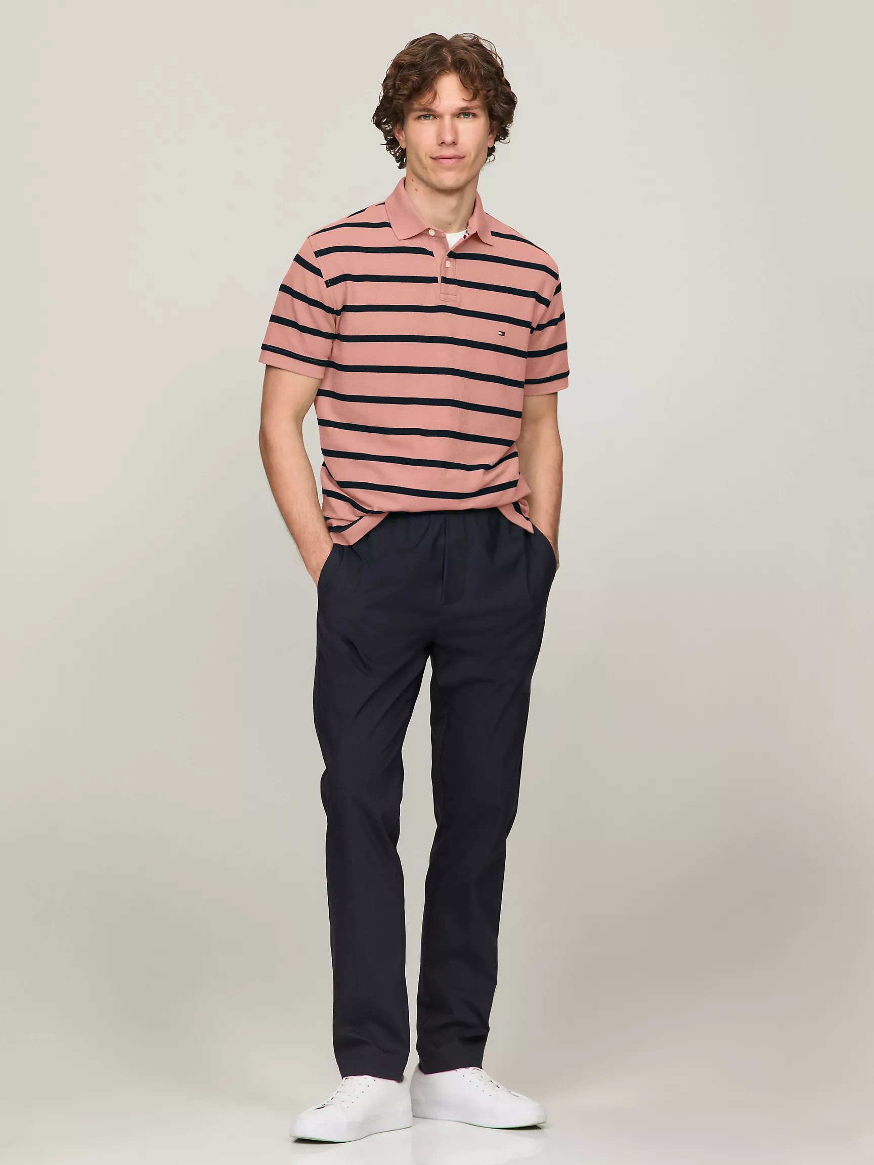 Мужское поло Tommy Hilfiger, Полосатое влагоотводящее поло стандартного кроя