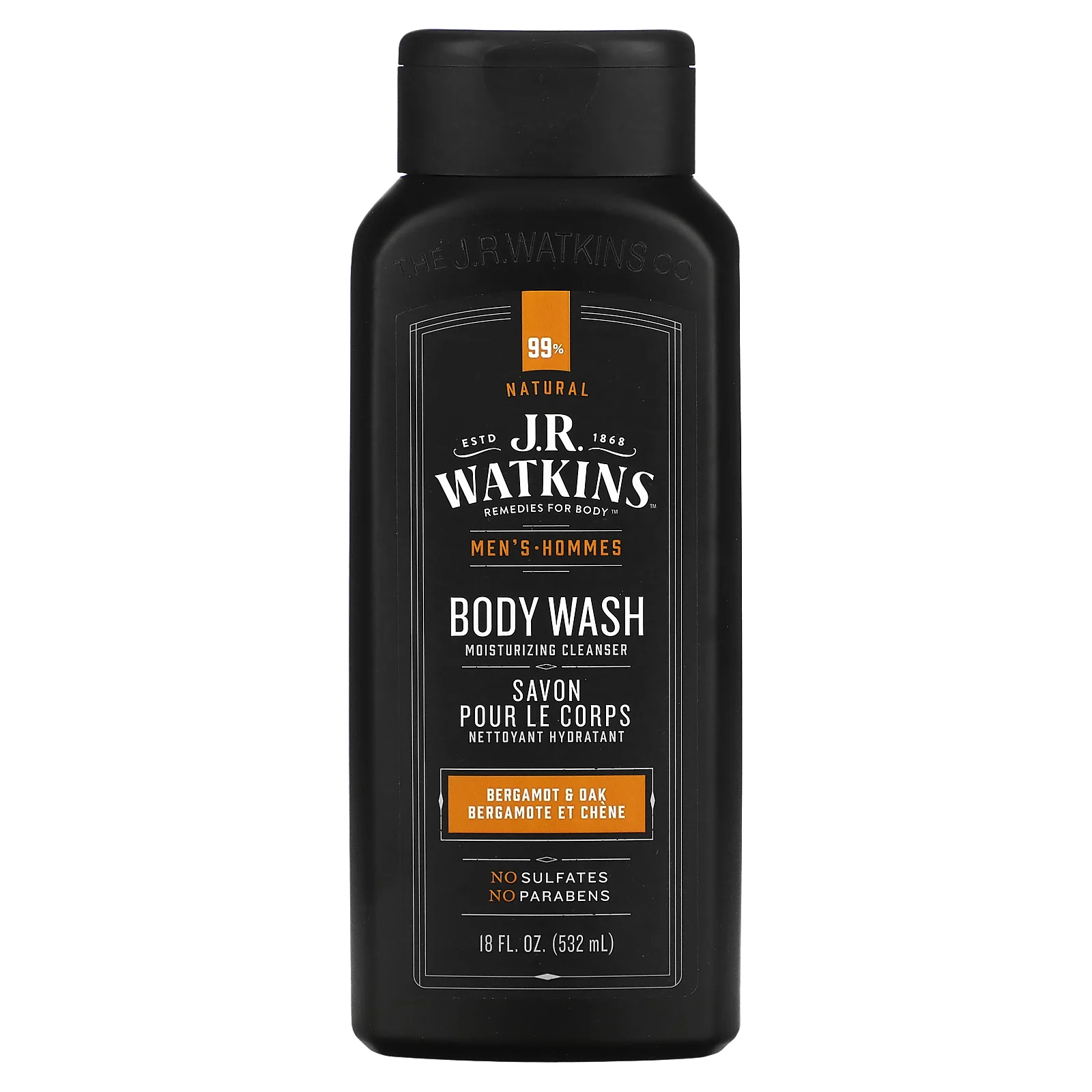 J R Watkins, Гель для душа для мужчин, бергамот и дуб, 532 мл (18 жидк. Унций)