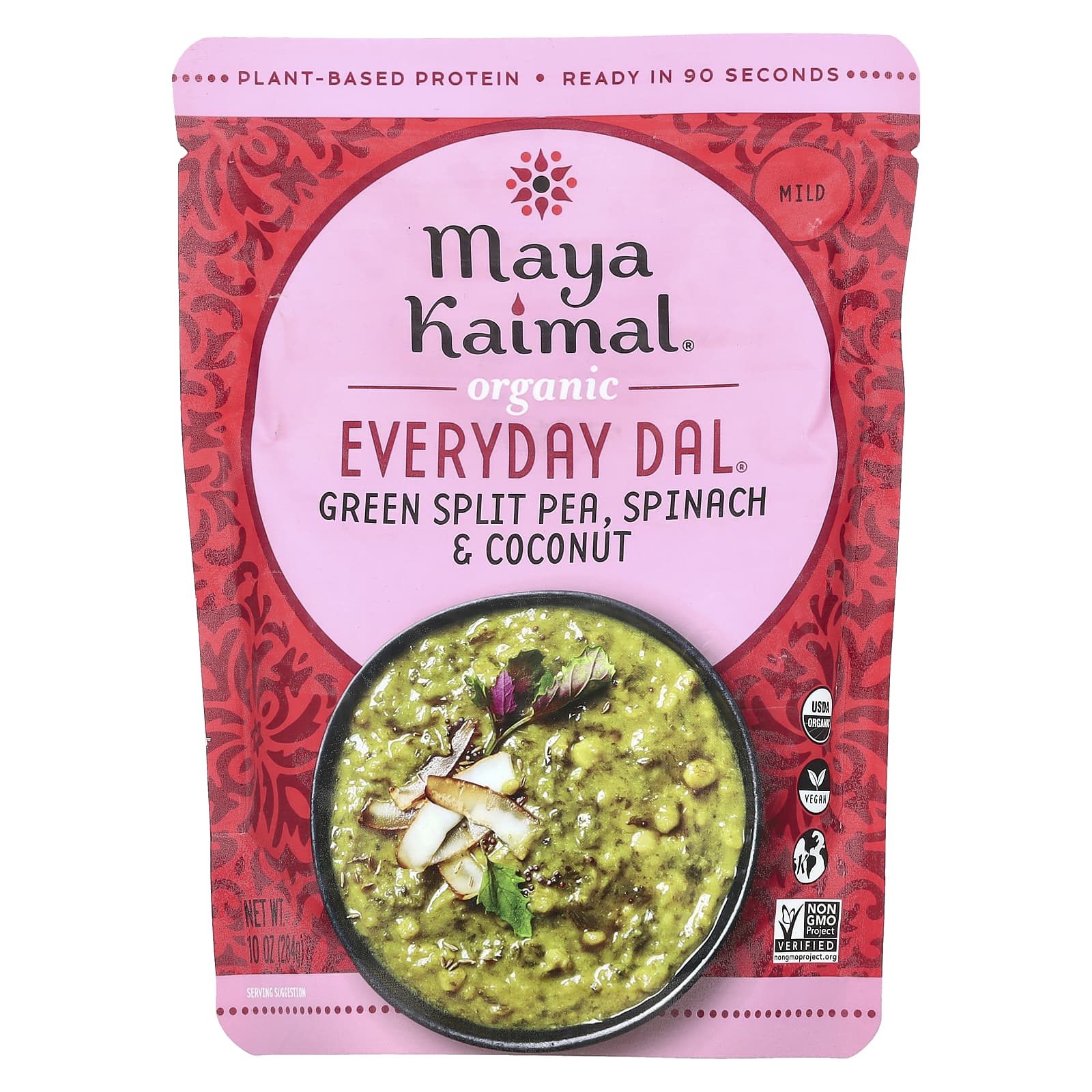 Maya Kaimal, Organic Everyday Dal, зеленый горошек, шпинат и кокос, 284 г (10 унций)
