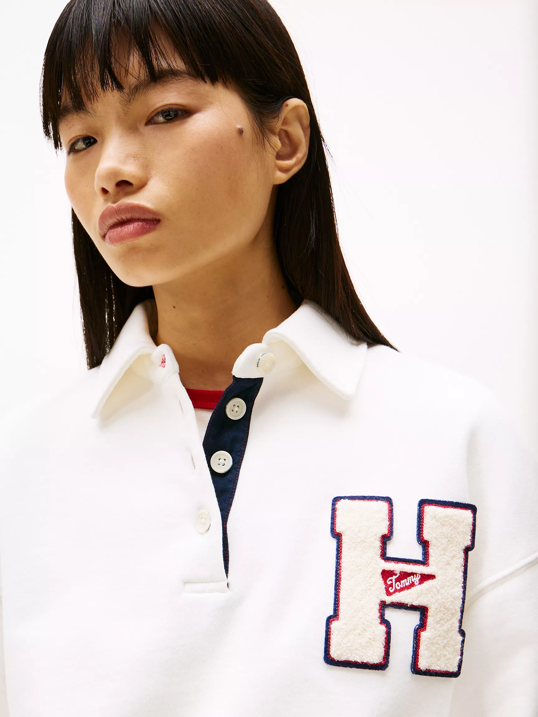 Женская толстовка Tommy Hilfiger, Поло-свитшот с бархатным вышитым логотипом