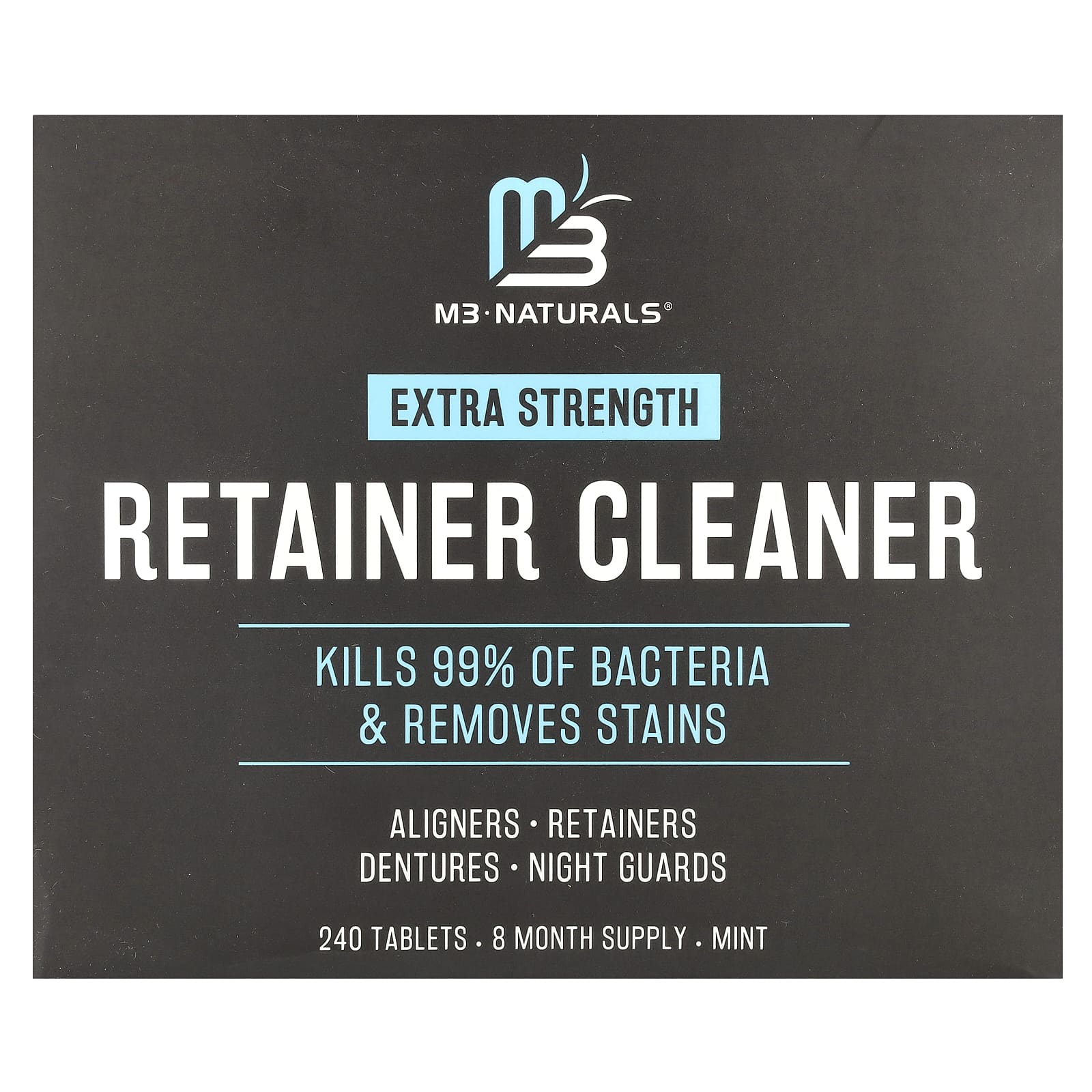 M3 Naturals, Retainer Cleaner, Extra Strength, Mint, 240 таблеток