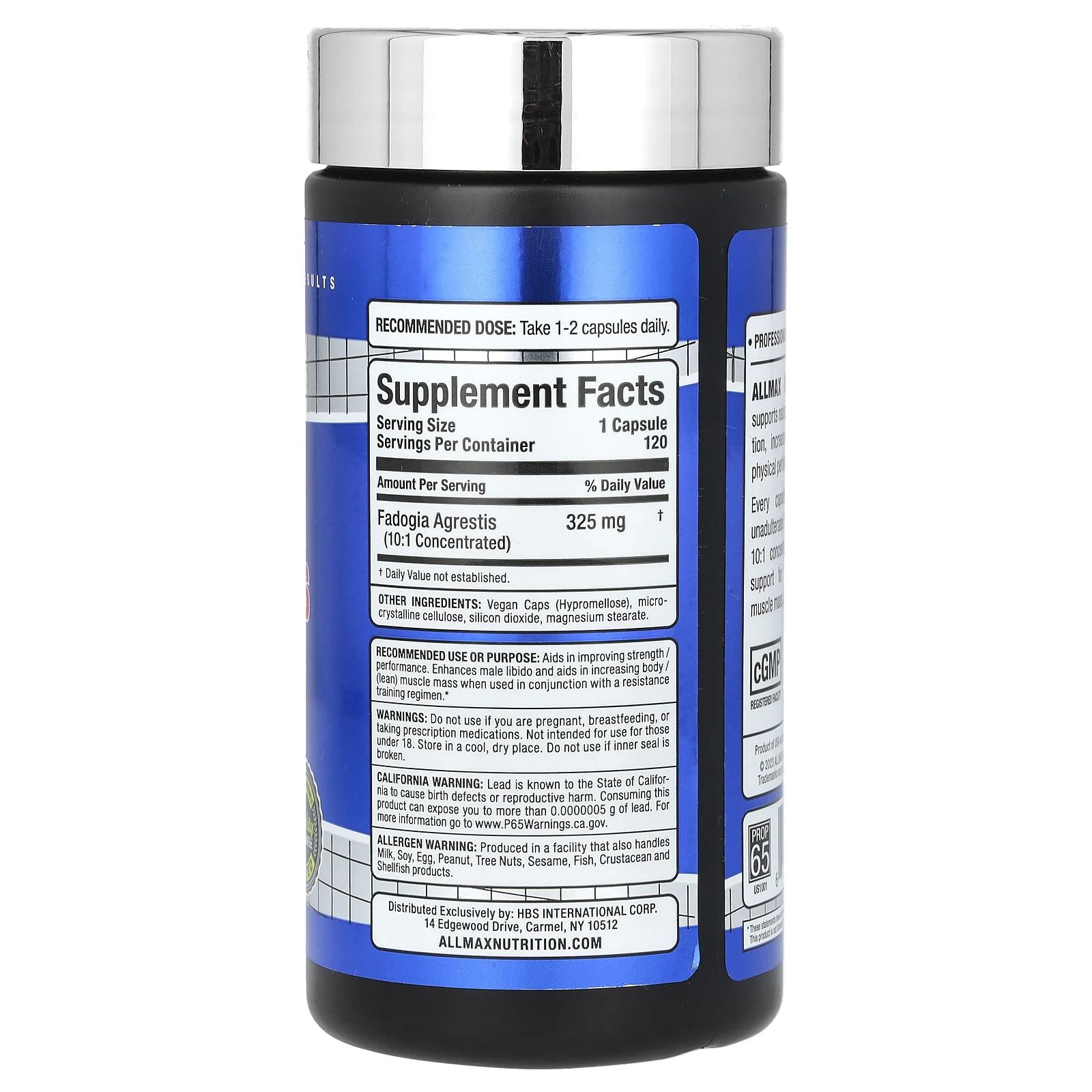 ALLMAX, Essentials, фадогия гребенчатая, 120 капсул