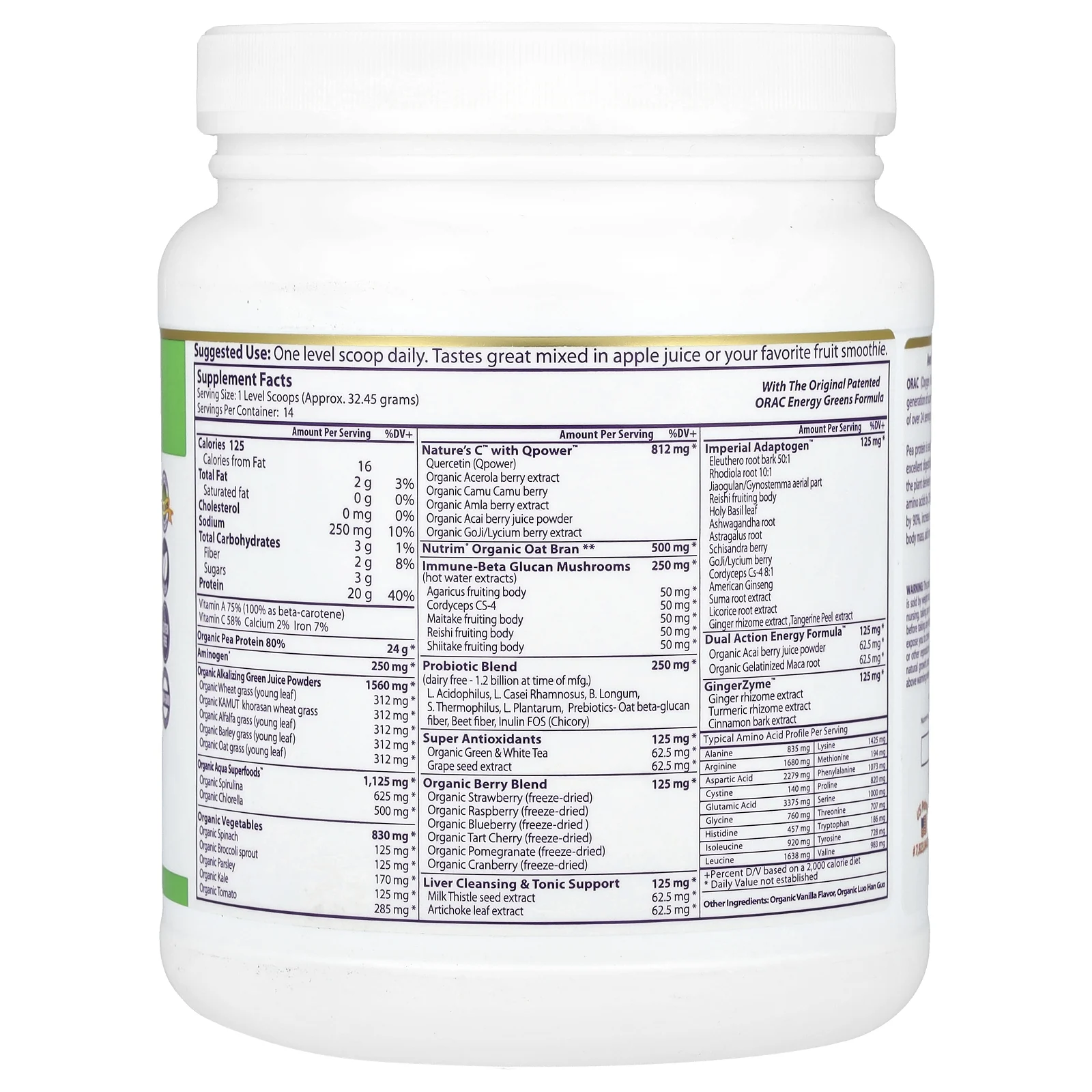 Paradise Herbs, белок и зелень, с ванильным вкусом, 454 г (16 унций)