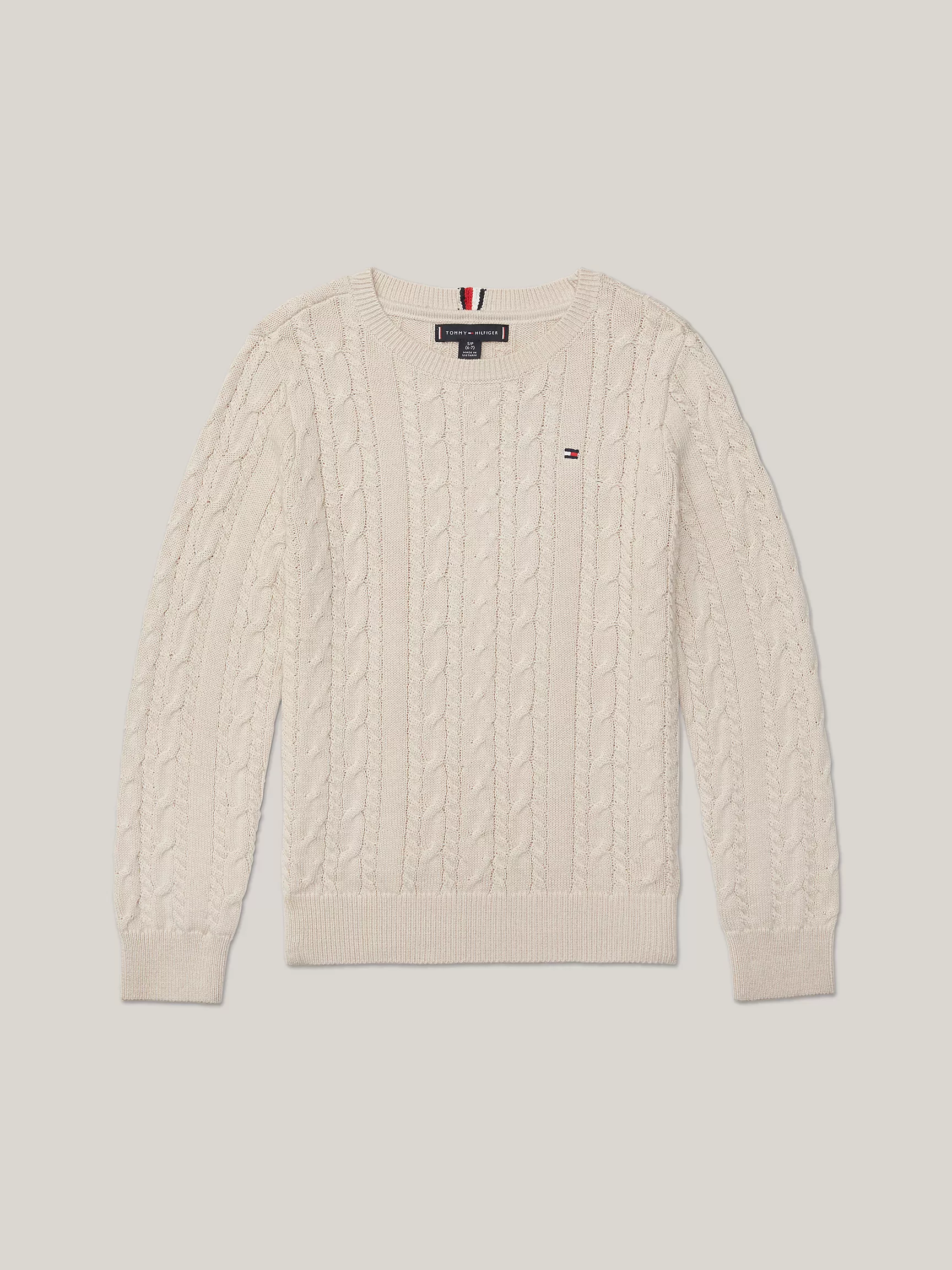 Свитер для мальчика Tommy Hilfiger, Детский вязаный свитер с узором "косы" и круглым вырезом