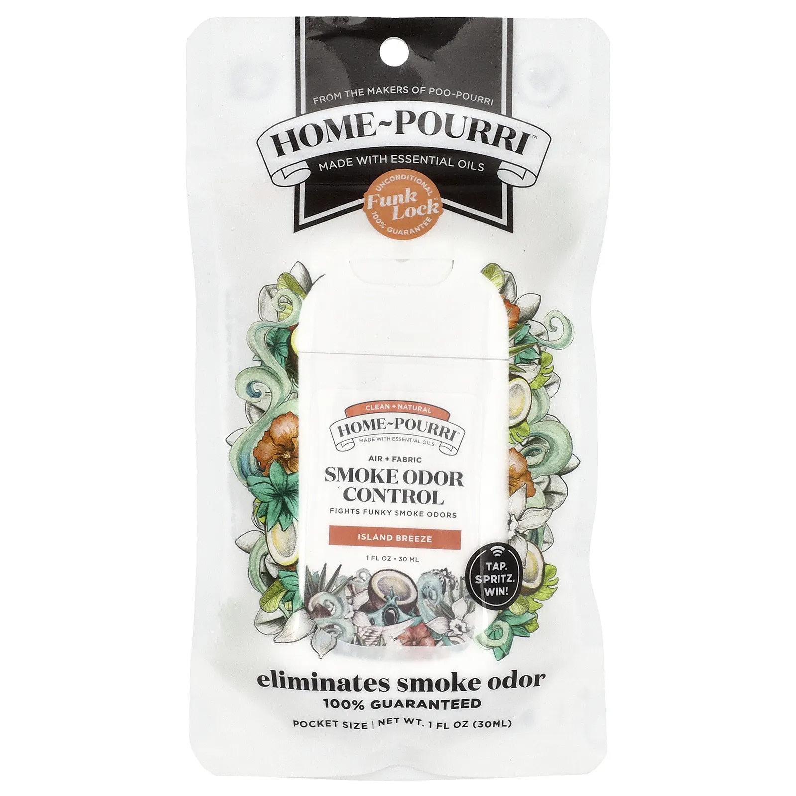 Poo-Pourri, Home-Pourri ™, средство для устранения запаха дыма, Island Breeze, 30 мл (1 жидк. Унция)