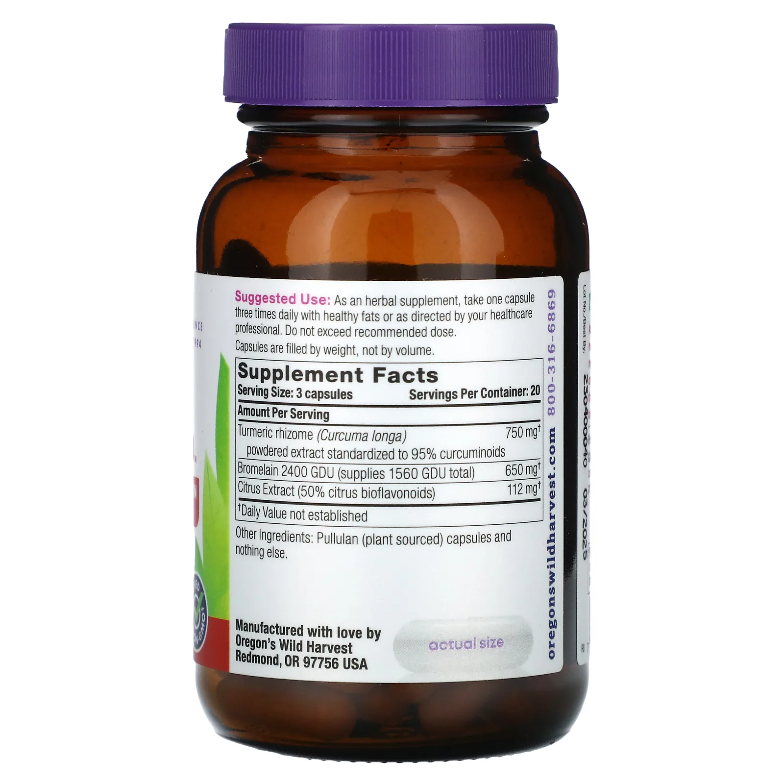 Oregon's Wild Harvest, TurmeriPro, 60 вегетарианских капсул