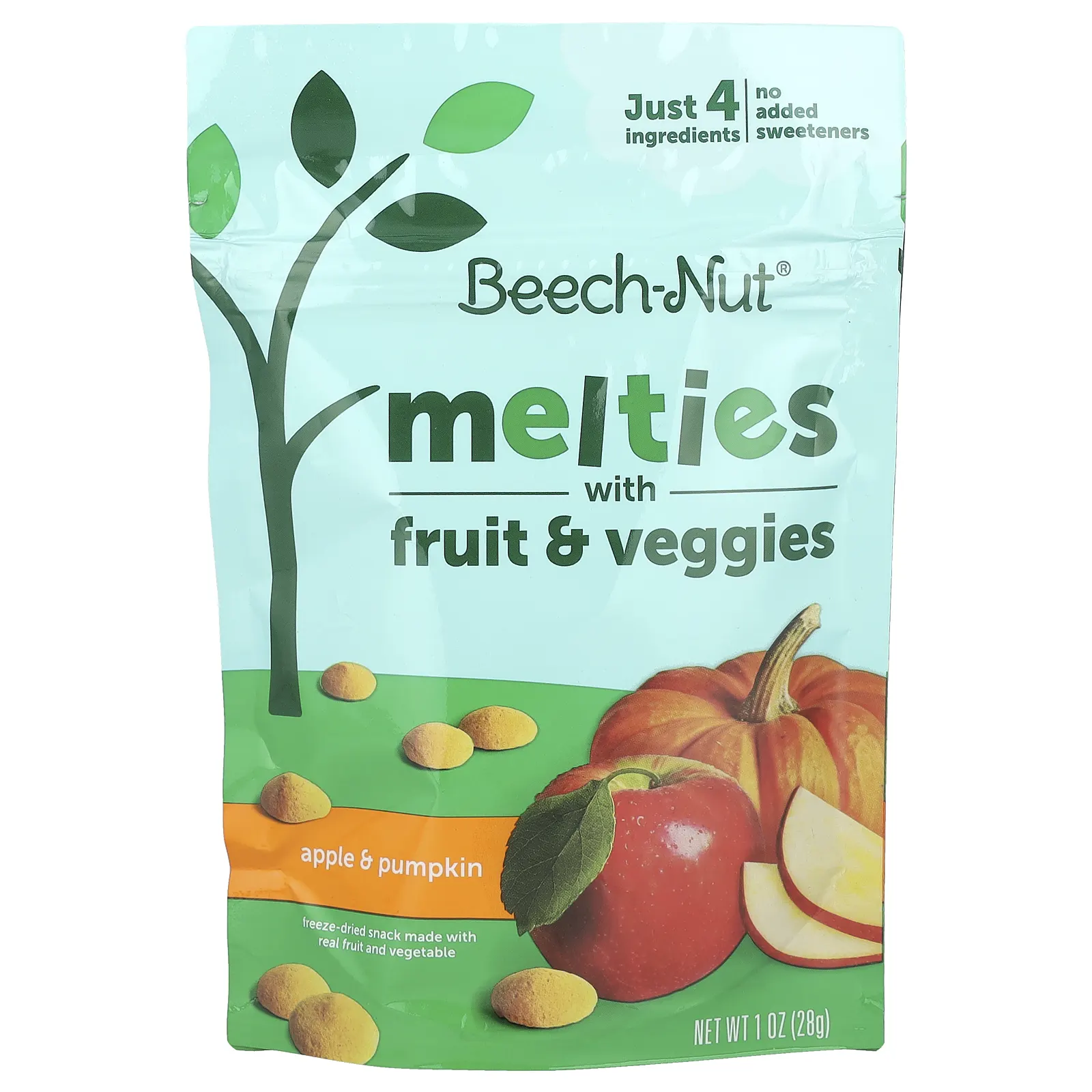 Beech-Nut, Naturals, Fruit & Veggie Melties, снек из натуральных фруктов и овощей, для детей от 8 месяцев, яблоко и тыква, 28 г (1 унция)