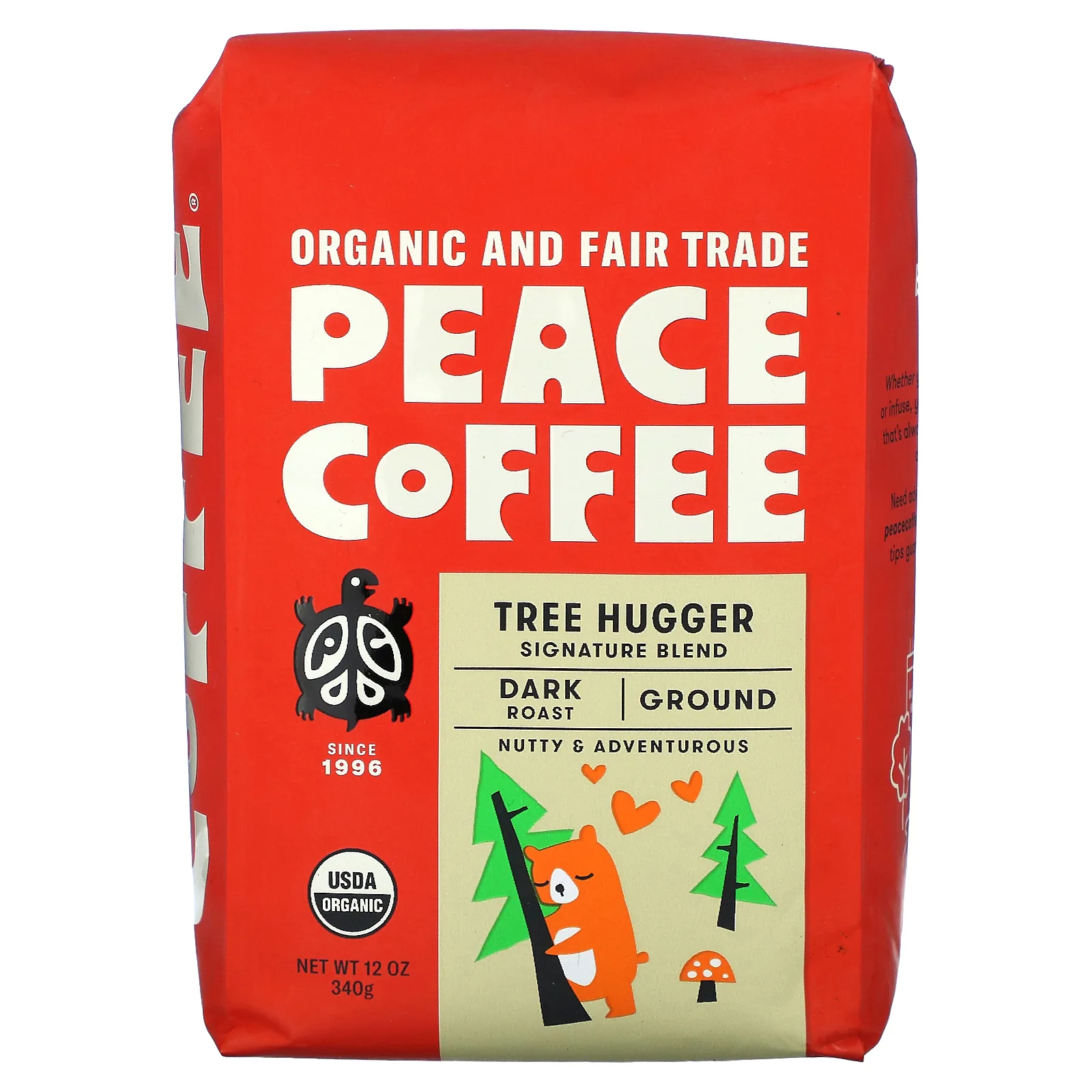 Peace Coffee, Organic Tree Hugger, Signature Blend, Ground, Dark Roast, 12 oz (340 g)