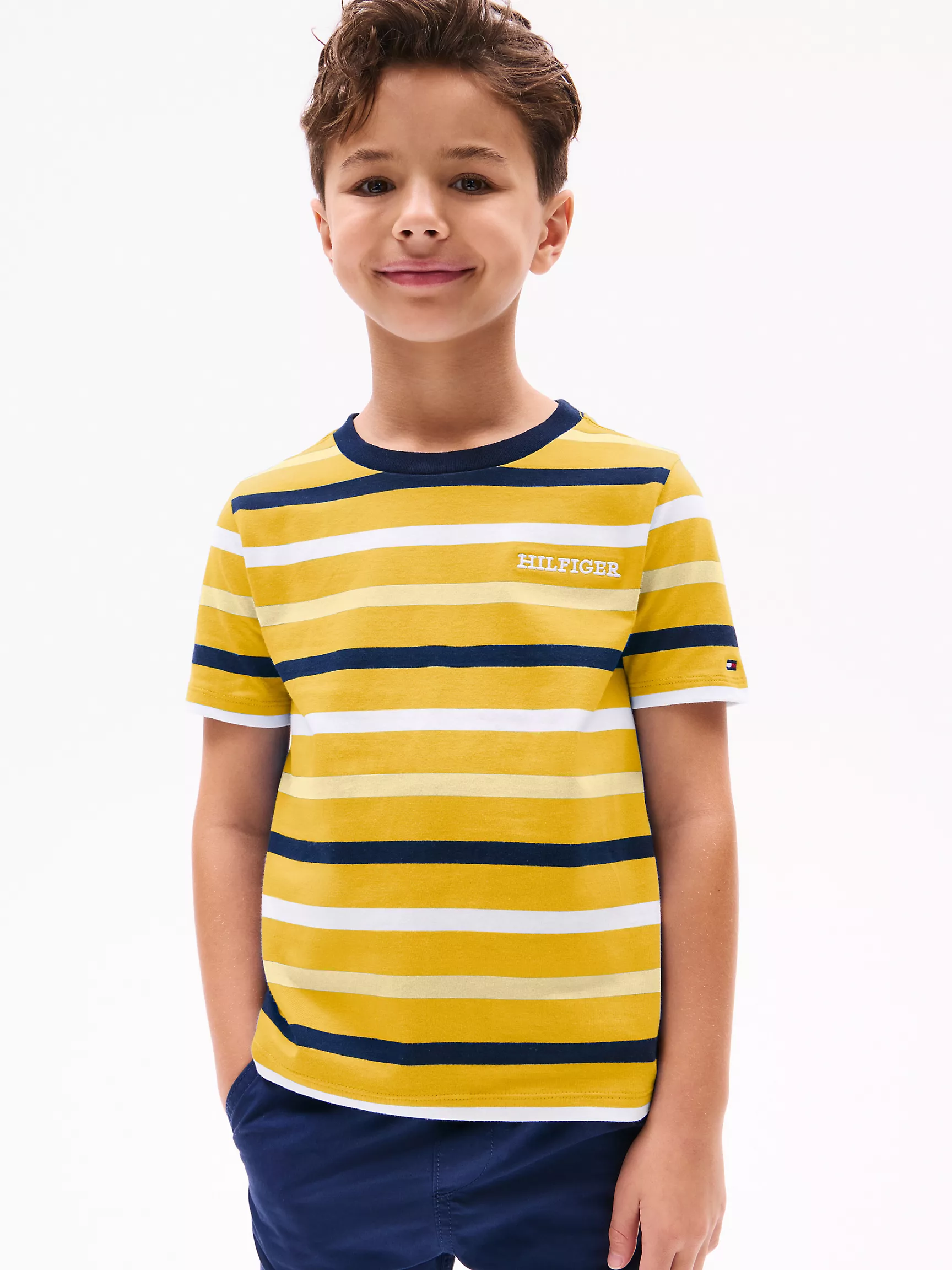 Футболка Tommy Hilfiger для мальчиков, Детская полосатая футболка с монограммным логотипом