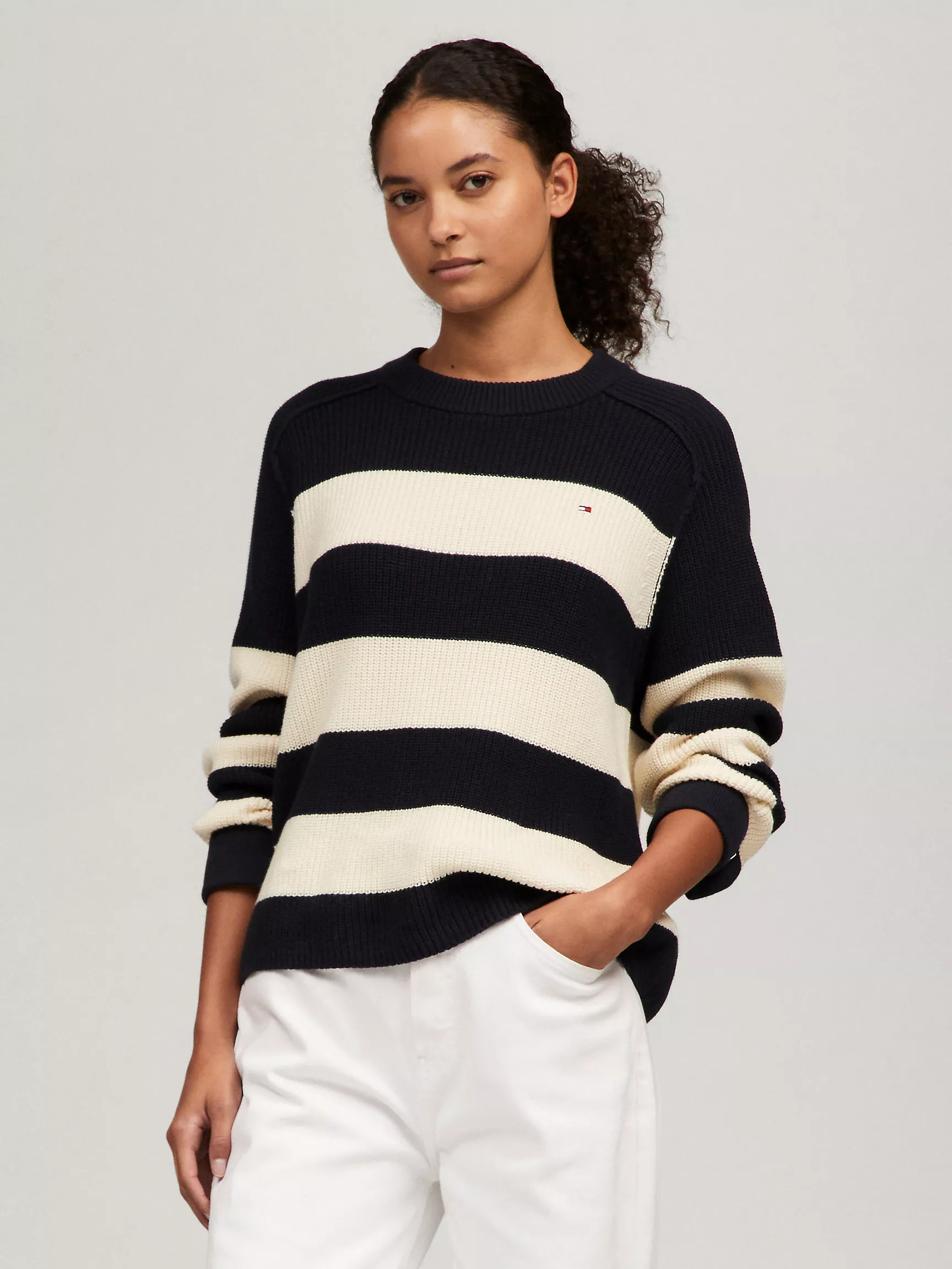 Женский свитер Tommy Hilfiger, Полосатый свитер с круглым вырезом