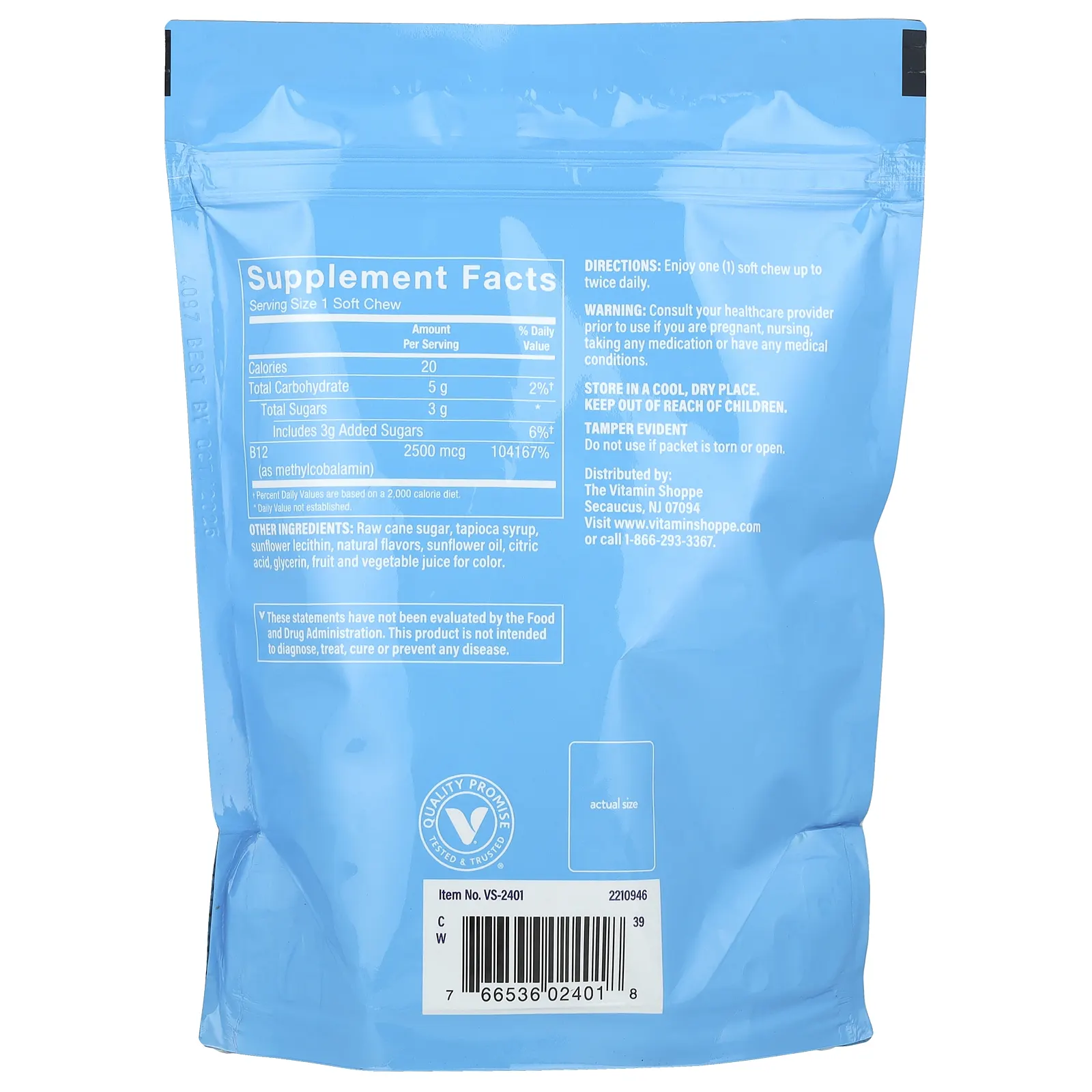 The Vitamin Shoppe, Витамин B12, метилкобаламин, ягодное ассорти, 2500 мкг, 60 жевательных таблеток