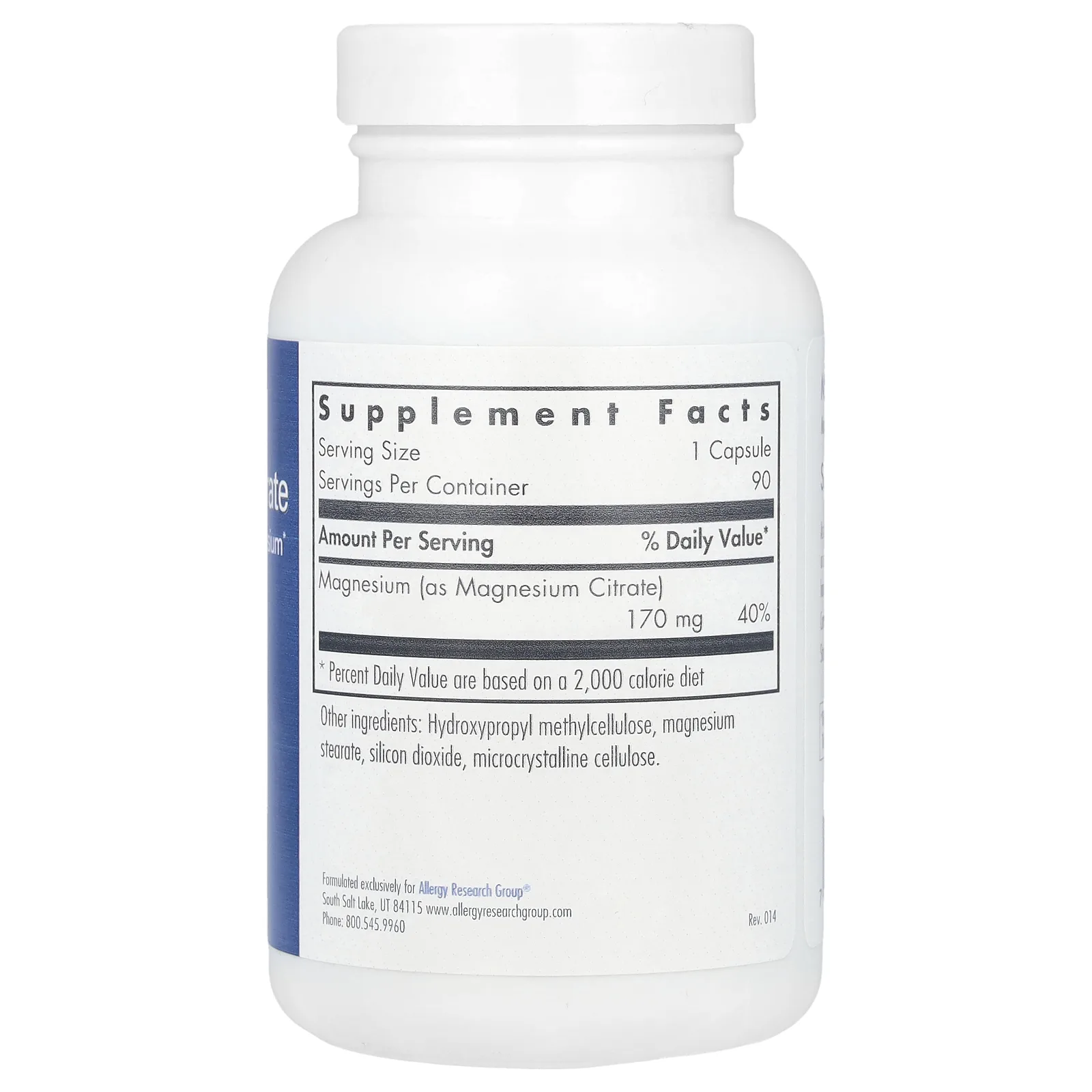 Allergy Research Group, Магния цитрат, 90 растительных капсул