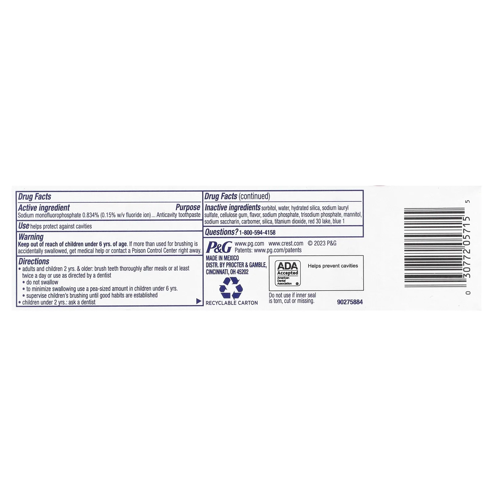 Crest, Advanced, детская зубная паста против кариеса с фтором, для детей от 3 лет, жевательная жевательная резинка, 3 тюбика по 119 г (4,2 унции)