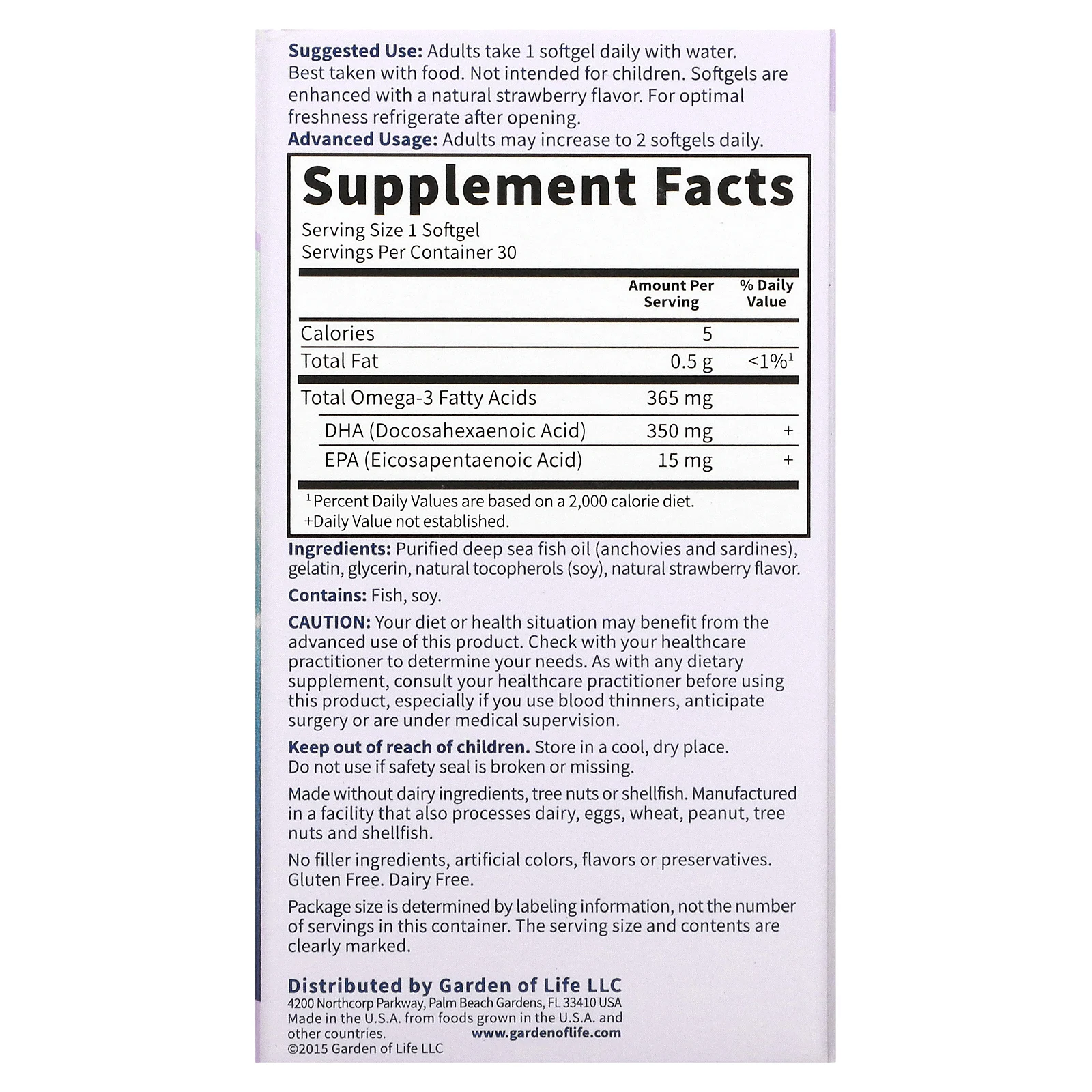 Garden of Life, Oceans Mom, пренатальная ДГК со вкусом клубники, 30 мягких желатиновых капсул