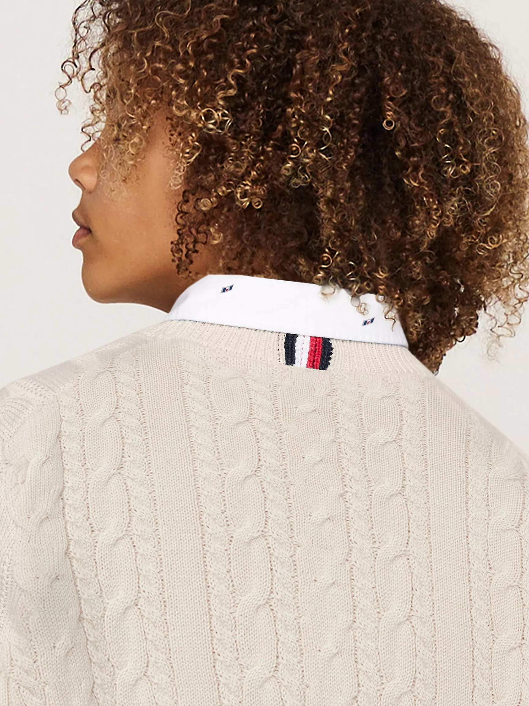 Свитер для мальчика Tommy Hilfiger, Детский вязаный свитер с узором "косы" и круглым вырезом