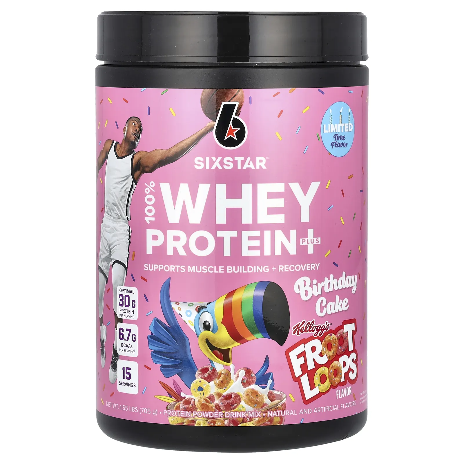 SIXSTAR, 100% Whey Protein Plus, праздничный торт Kellogg's Froot Loops, 705 г (1,55 фунта)
