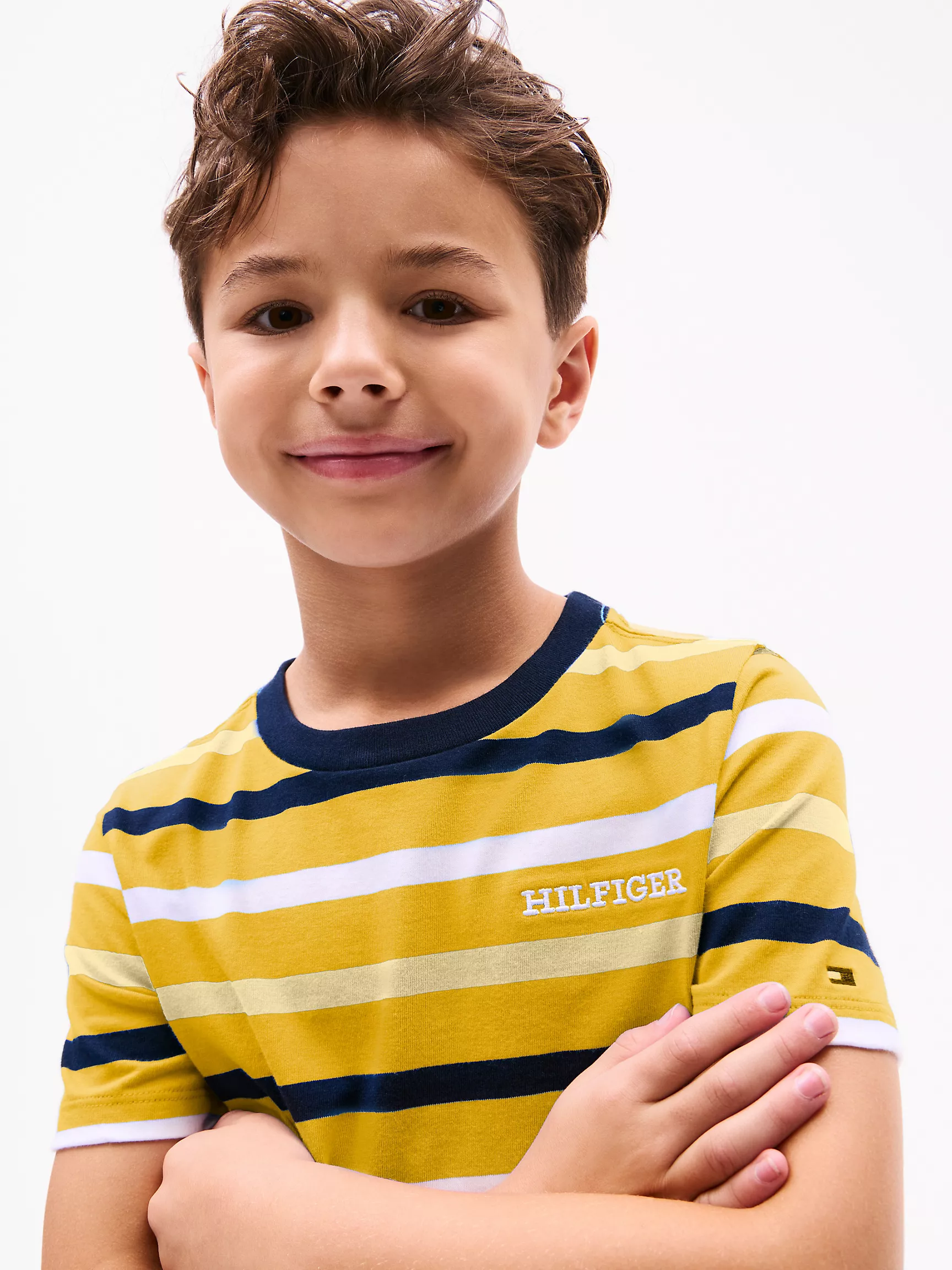 Футболка Tommy Hilfiger для мальчиков, Детская полосатая футболка с монограммным логотипом