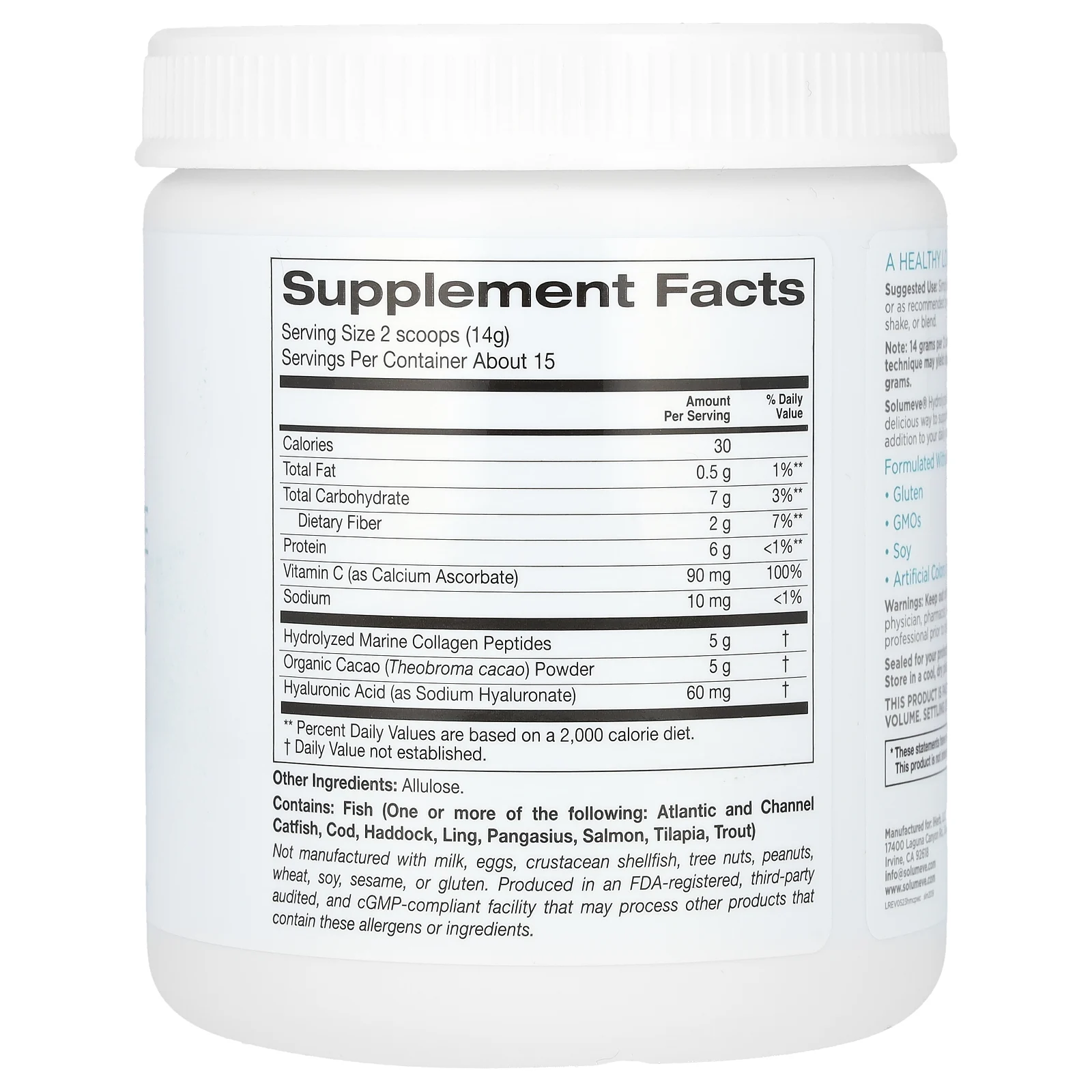 Solumeve, пептиды гидролизованного морского коллагена с какао, 206 г (7,3 унции)