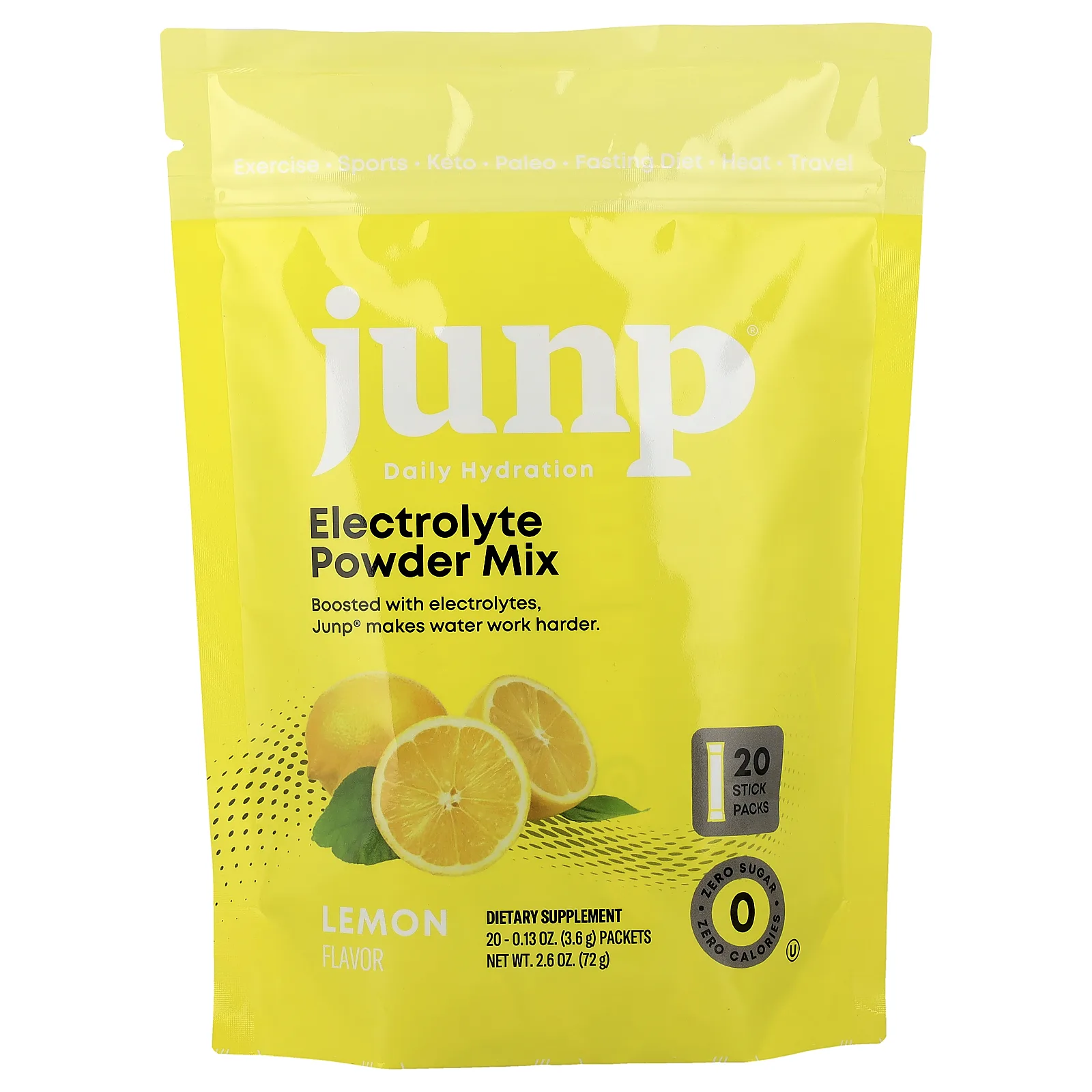 JUNP Hydration, электролитная порошковая смесь, со вкусом лимона, 20 пакетиков по 3,6 г (0,13 унции)