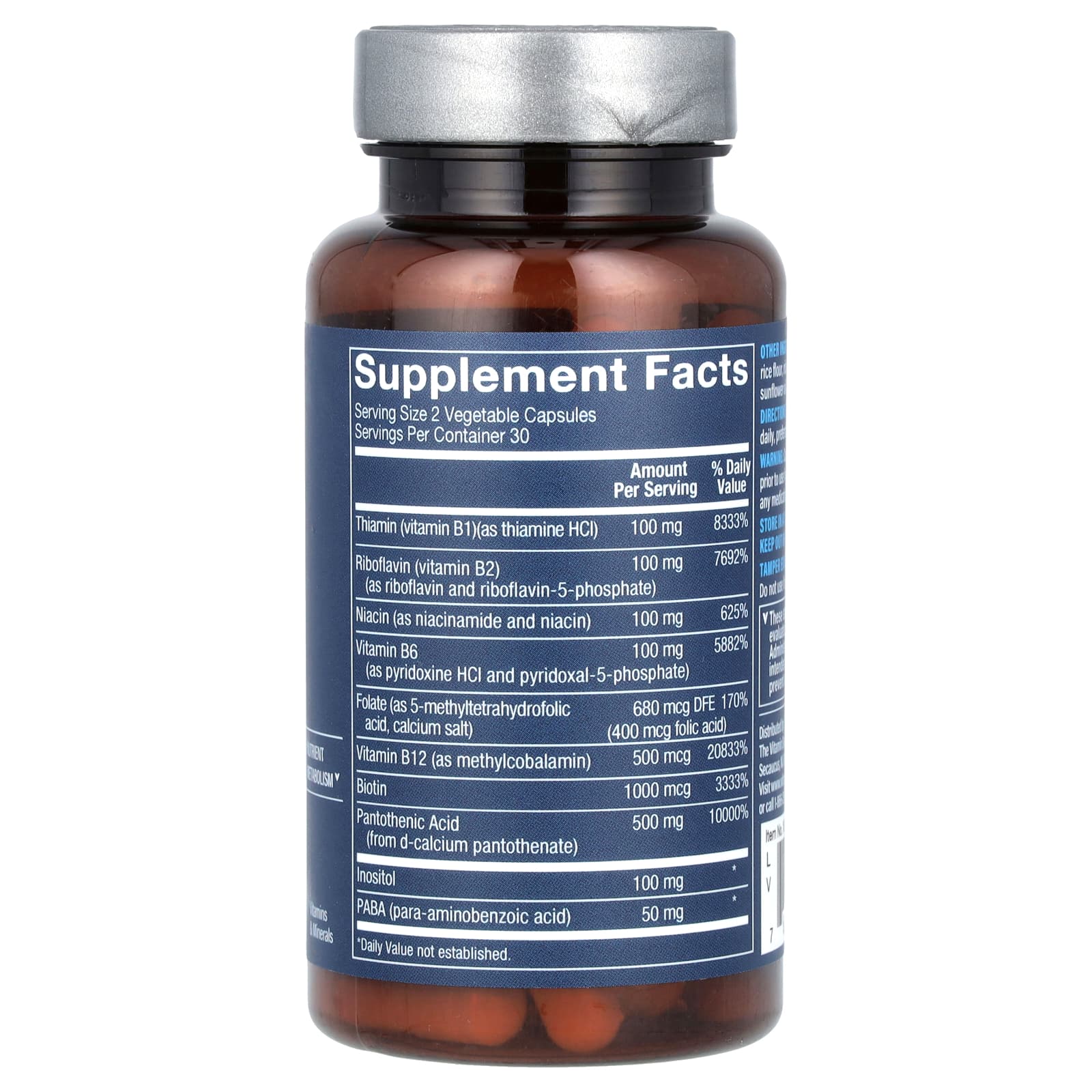 Vthrive, Биоактивный комплекс витаминов группы B, 60 растительных капсул