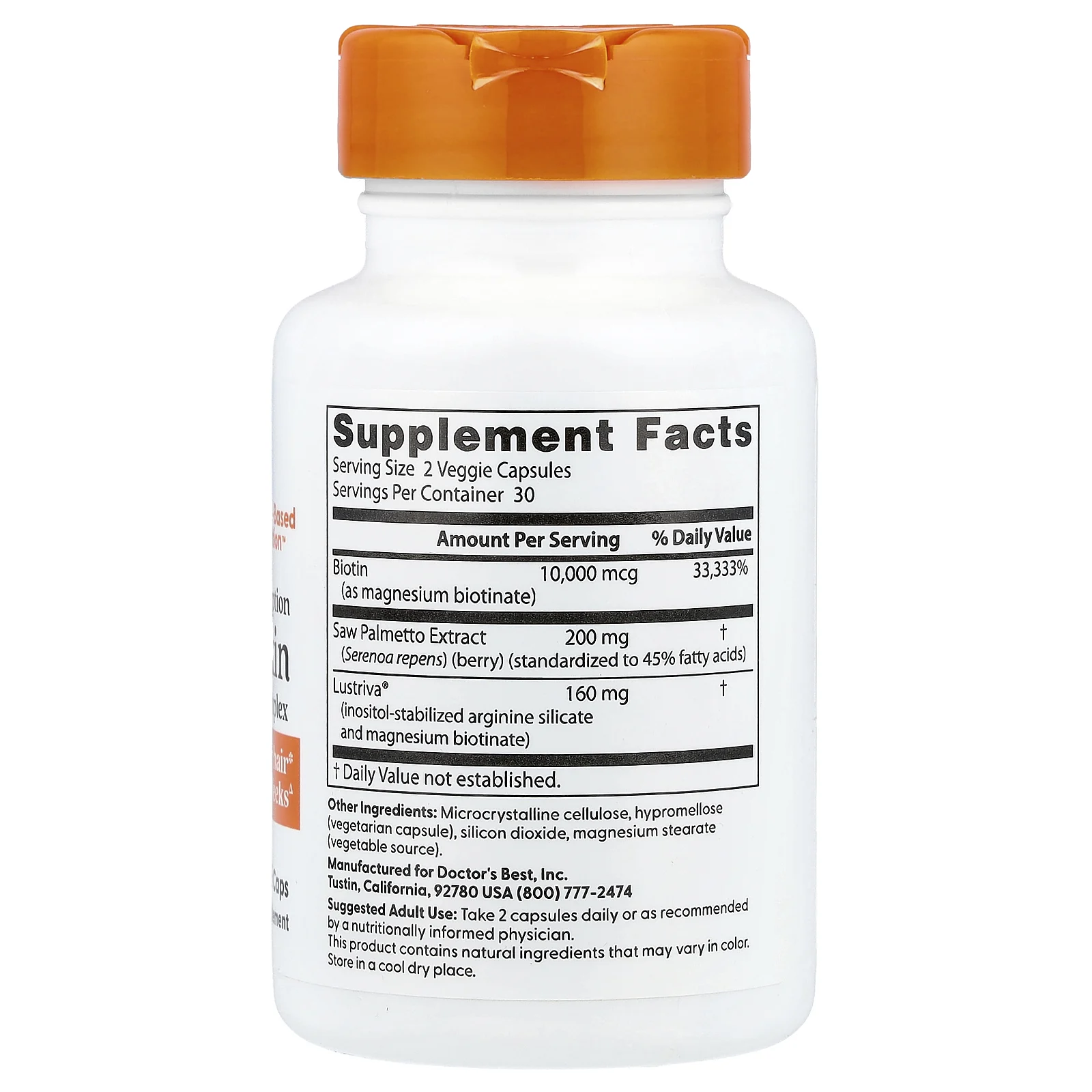 Doctor's Best, комплекс для волос и кожи, 60 растительных капсул