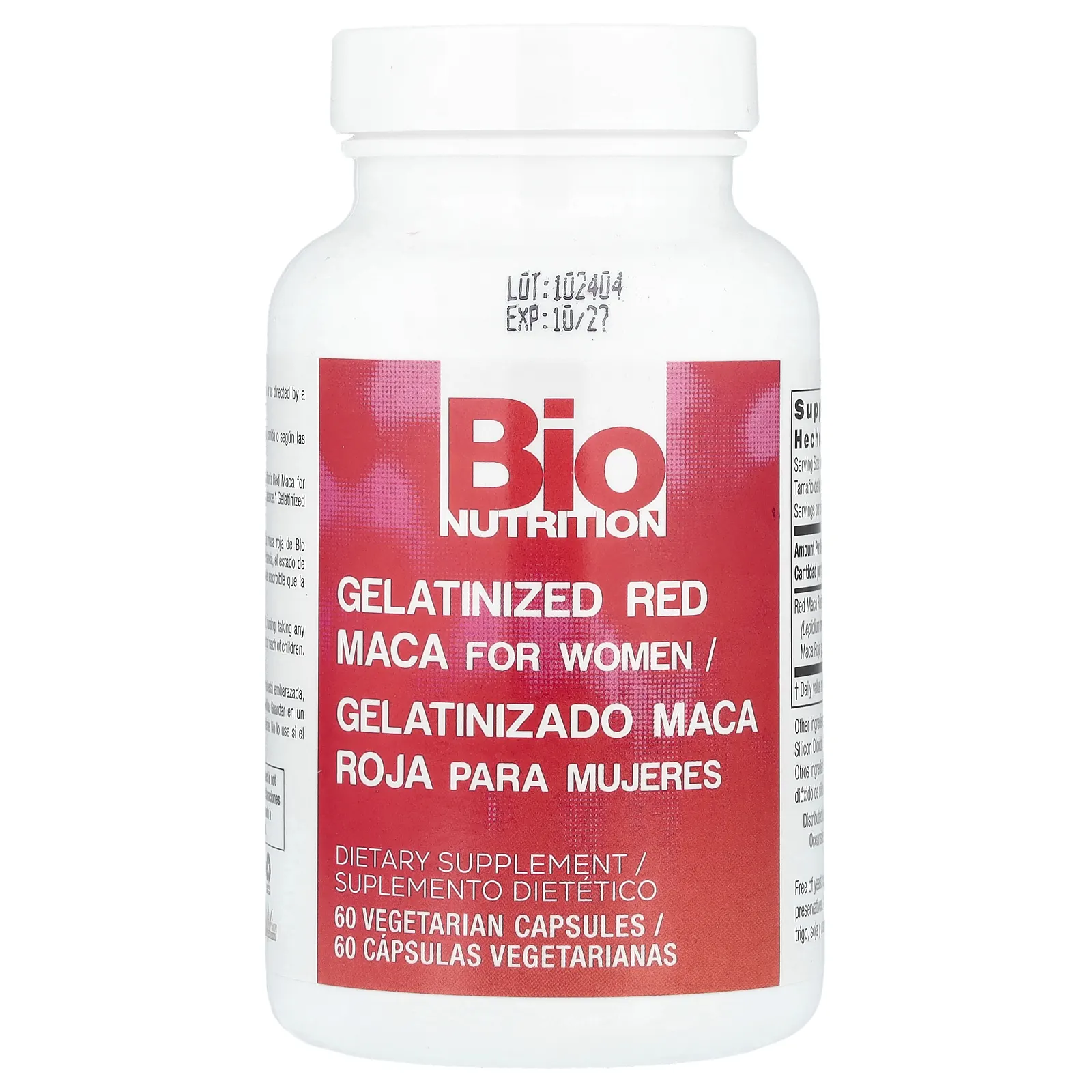 Bio Nutrition, Желатинизированная красная мака для женщин, 1000 мг, 60 вегетарианских капсул (500 мг на капсулу)