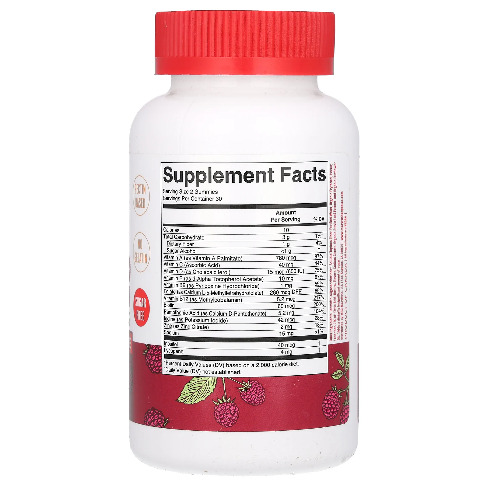 MaryRuth's, мультивитаминные жевательные таблетки для мужчин от 40 лет с ликопином, со вкусом малины, 60 жевательных таблеток