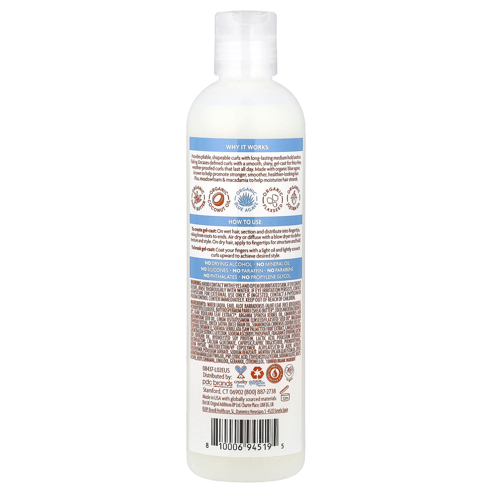 Cantu, невесомый гель для гладкости и фиксации, средней фиксации, для волн и локонов, 295 мл (10 жидк. унций)