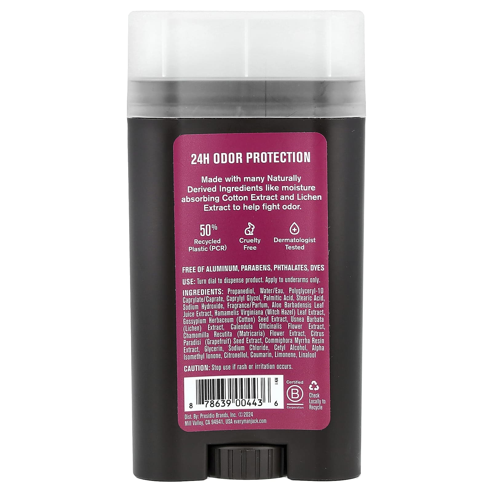 Every Man Jack, дезодорант, без алюминия, малиновый дуб, 85 г (3 унции)