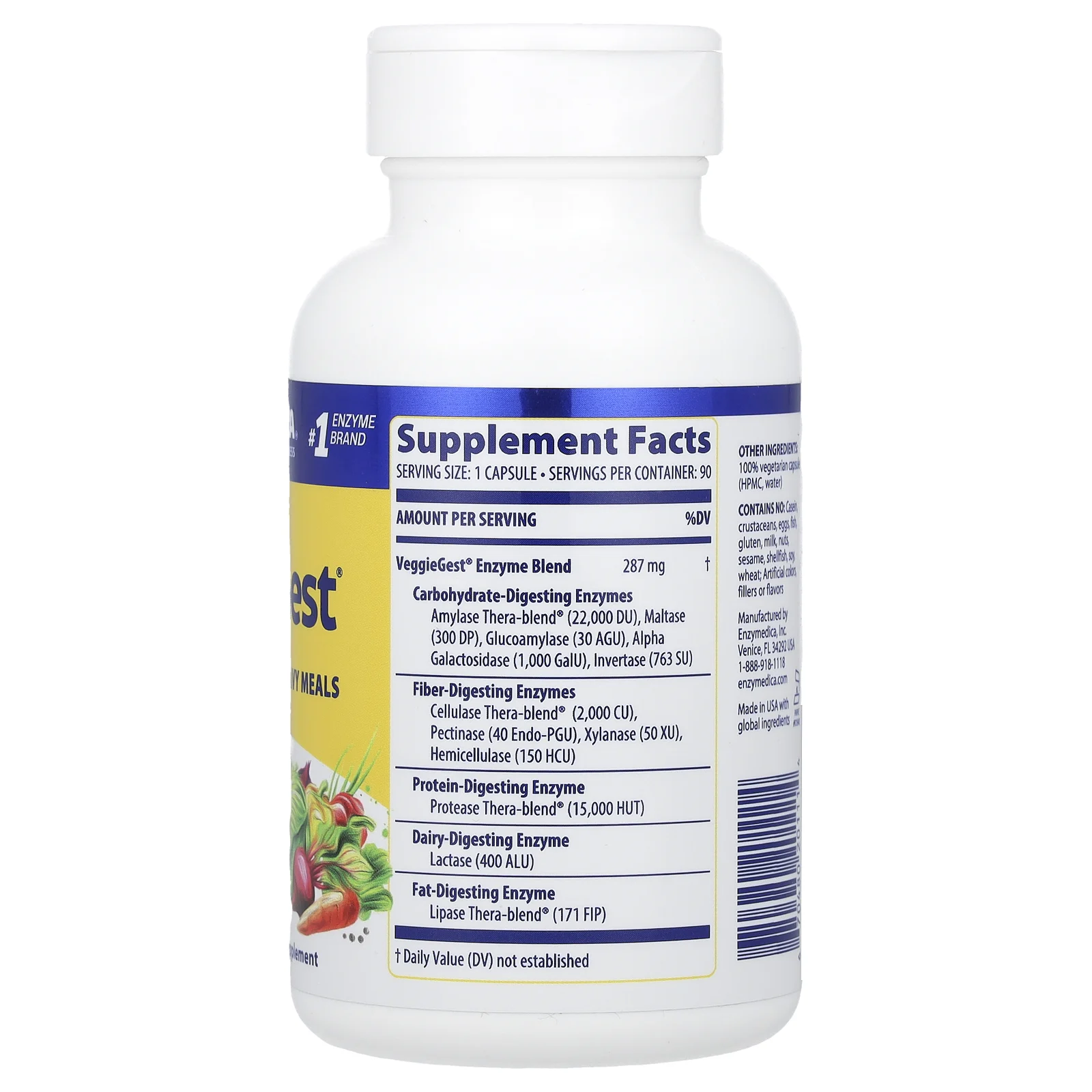 Enzymedica, VeggieGest, 90 капсул