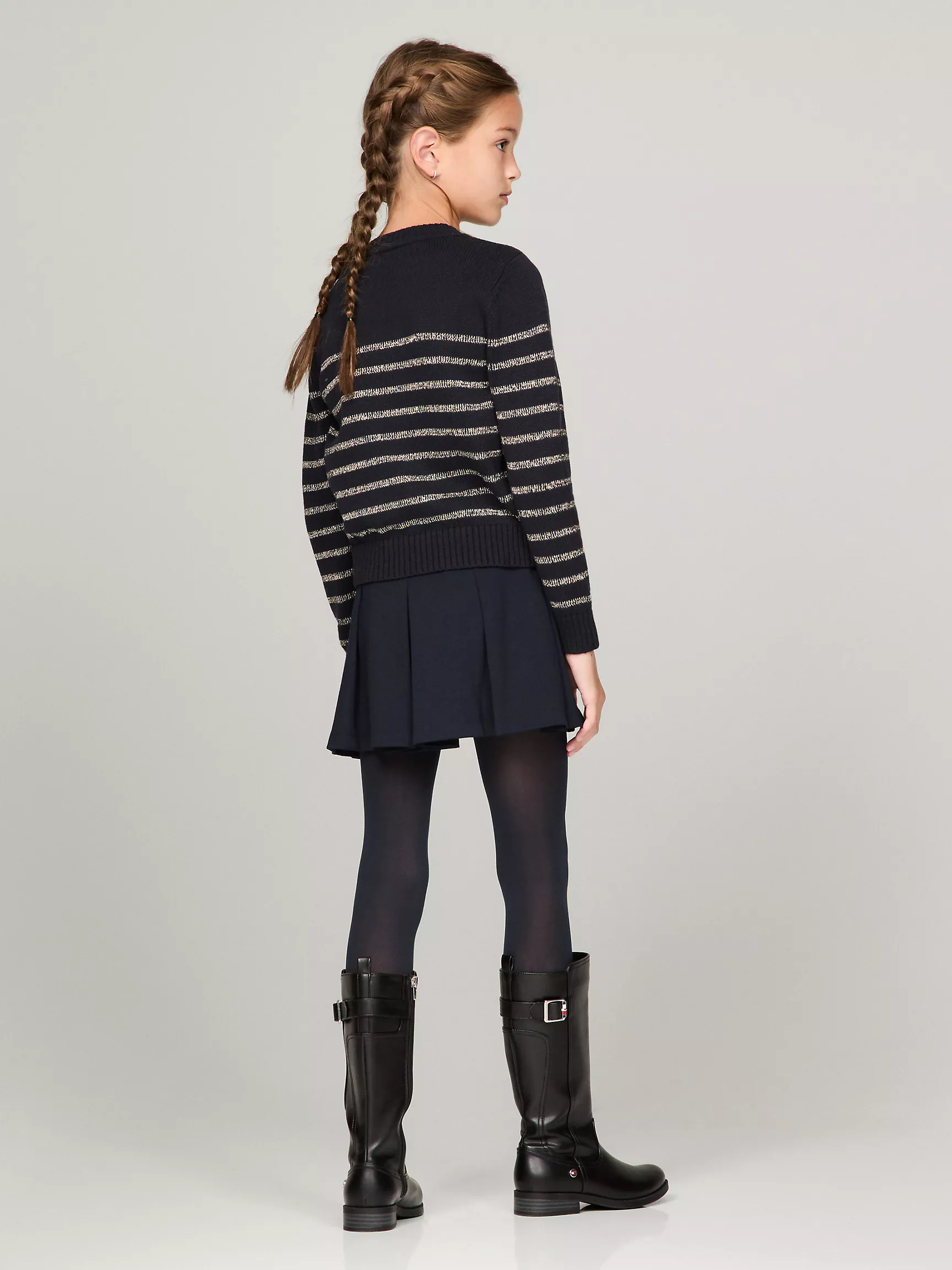 Свитер для девочки Tommy Hilfiger, Детский свитер с круглым вырезом и блестящими полосками