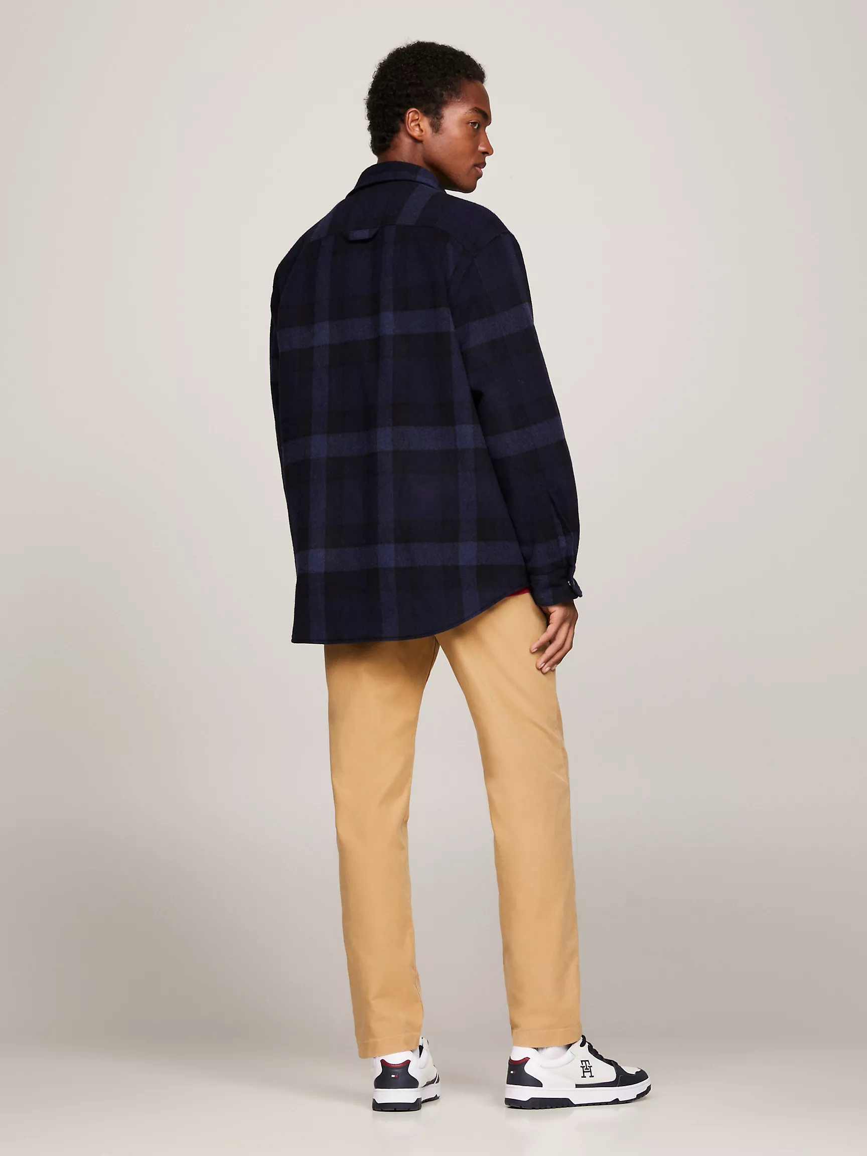 Мужская рубашка Tommy Hilfiger, Свободная шерстяная рубашка-овершот в клетку