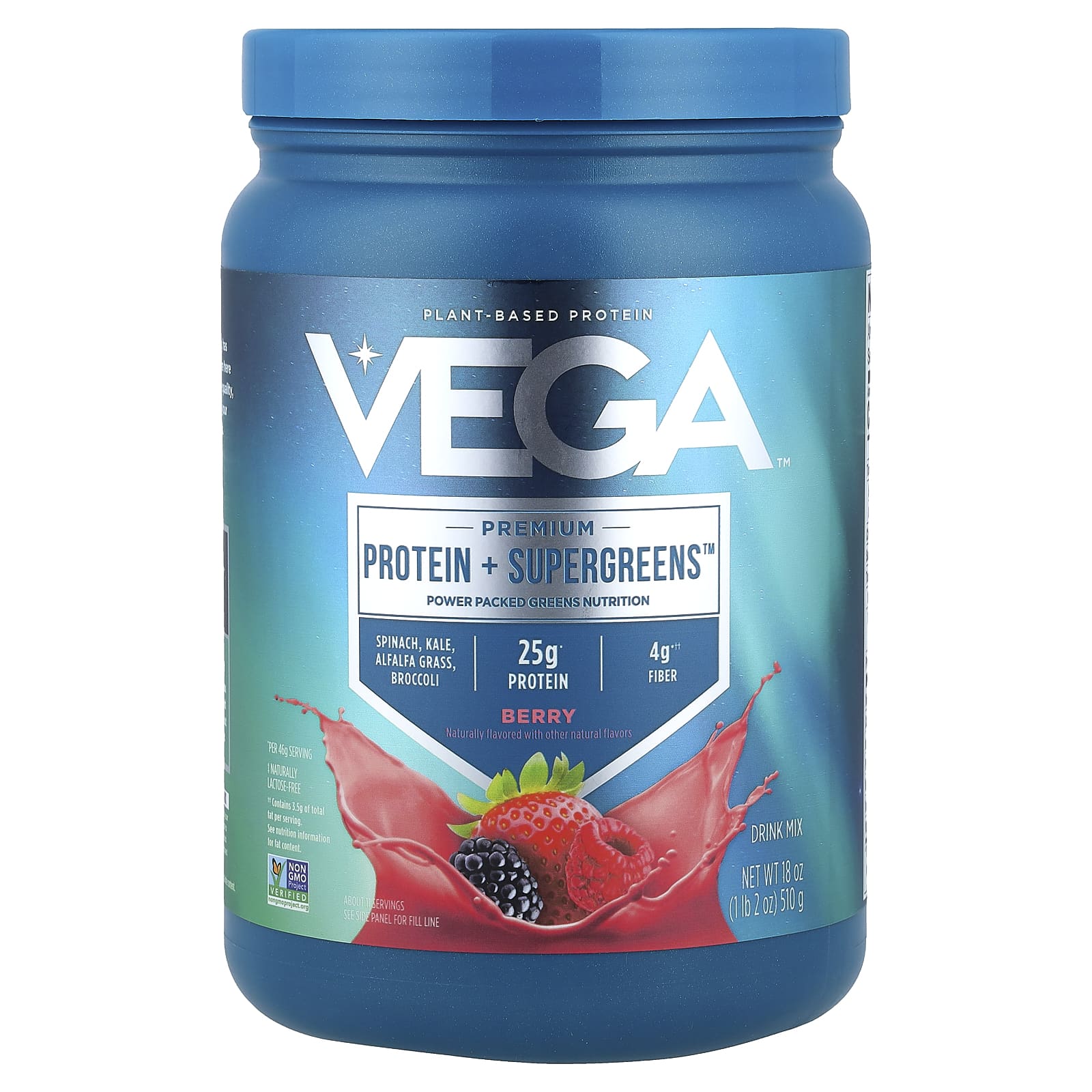 Vega, Premium, Protein + Supergreens™, со вкусом ягодного ассорти, 510 г (1 фунт 2 унции)