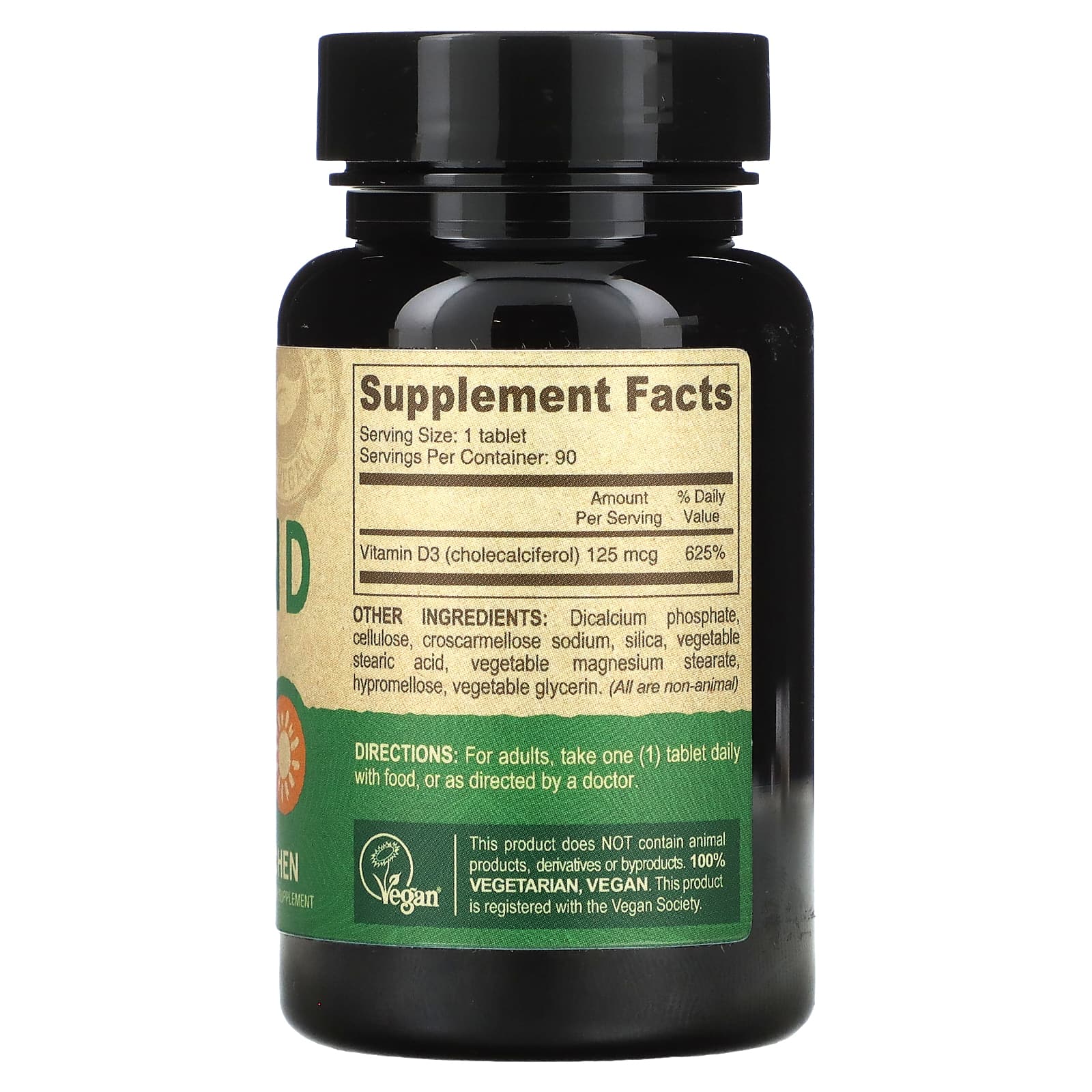 Deva, веганский витамин D, D3, 125 мкг (5000 МЕ), 90 таблеток