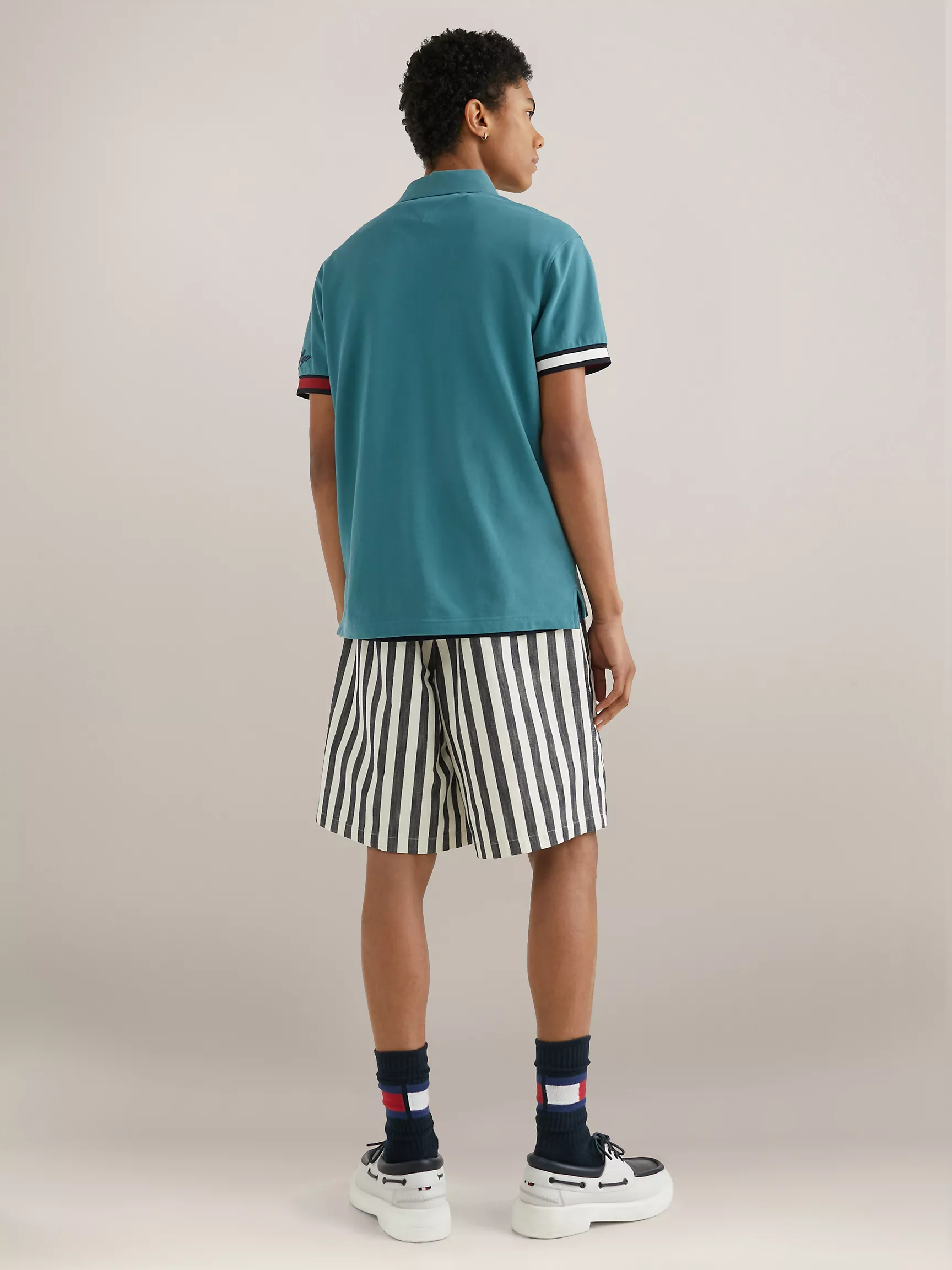 Мужское поло Tommy Hilfiger, Приталенное поло с логотипом флага на манжетах