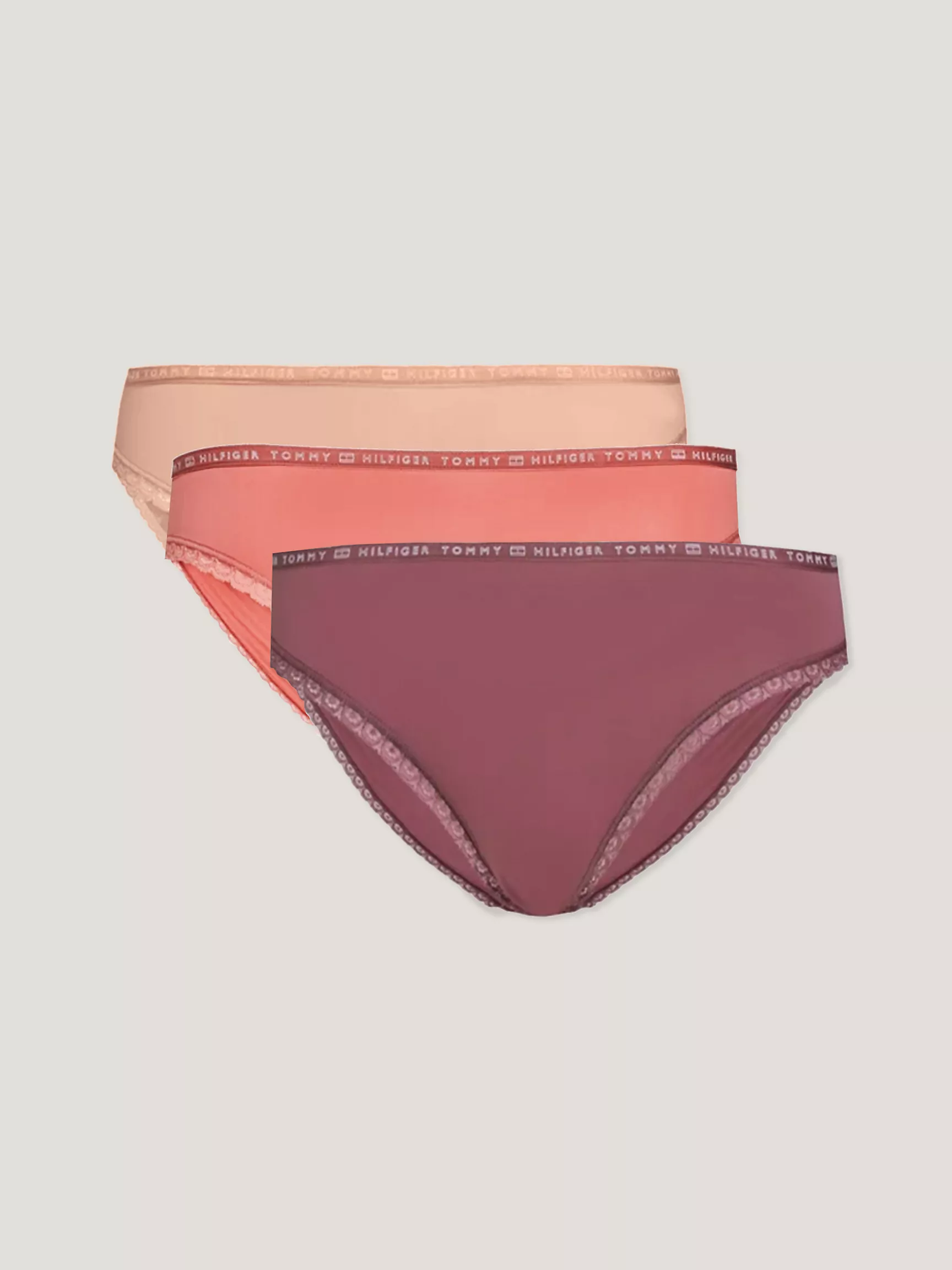 Женское нижнее белье Tommy Hilfiger, Кружевные трусы-бикини с логотипом (набор 3 шт.)