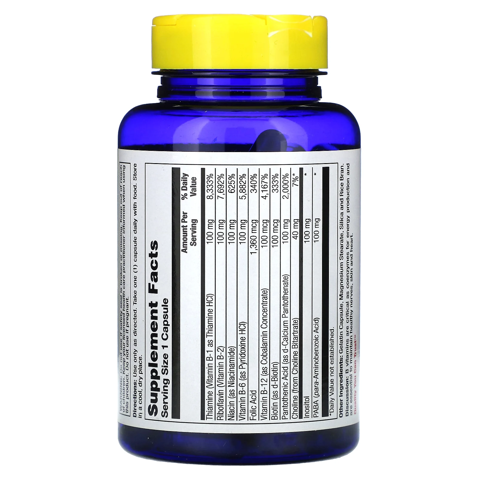 Nature's Life, B100, высокий уровень фолиевой кислоты, 1360 мкг, 100 капсул