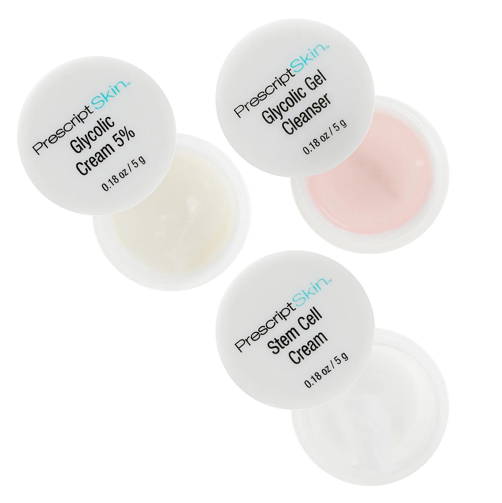PrescriptSkin, набор пробных продуктов с гликолевой кислотой, 3 баночки по 5 г (0,18 унции)
