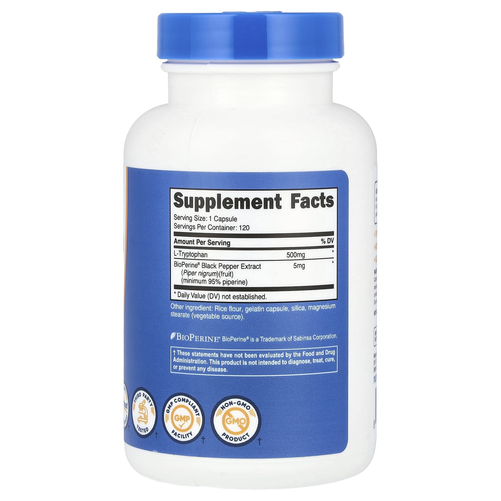 Nutricost, L-триптофан, 500 мг, 120 капсул