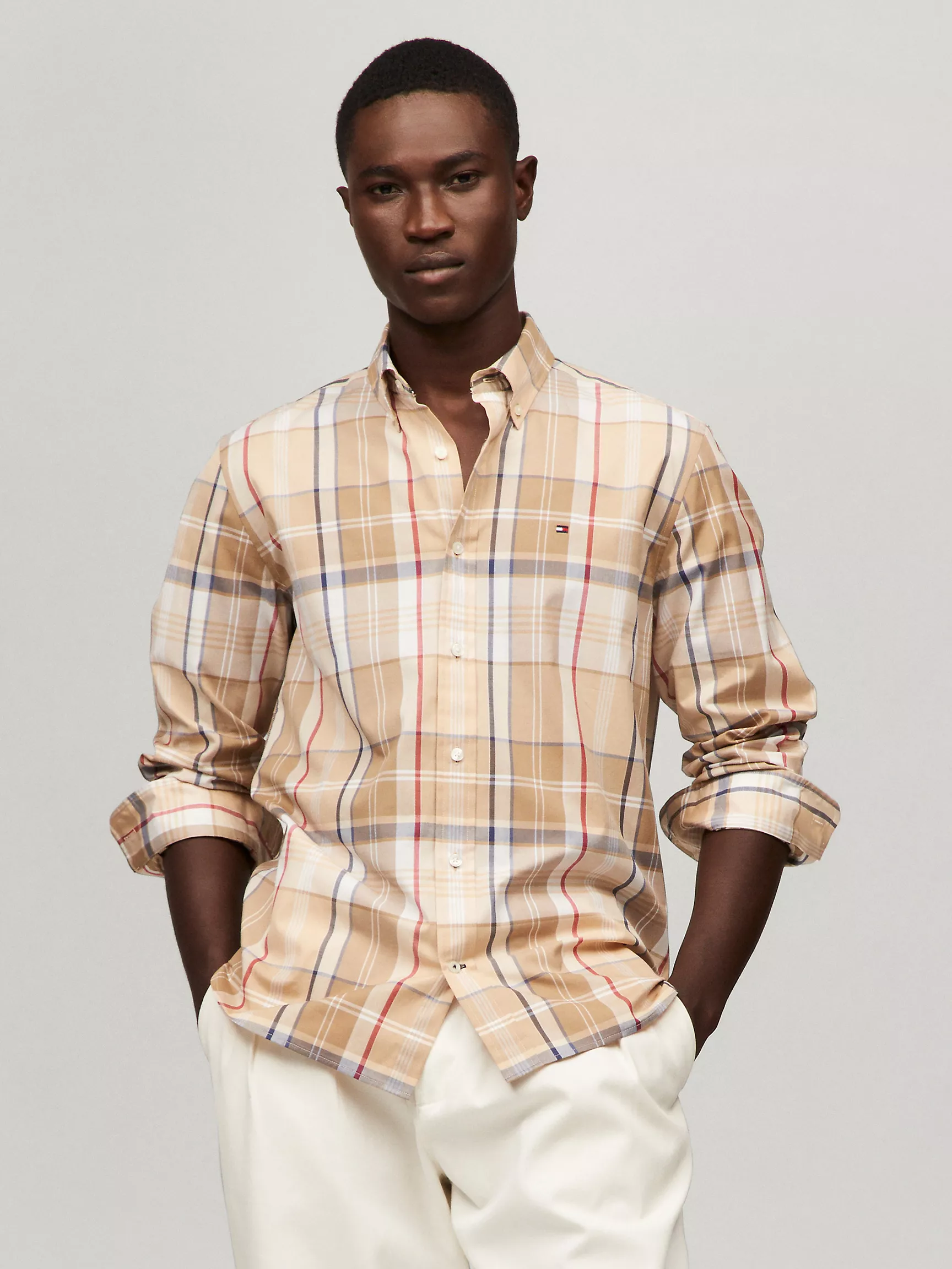 Мужская рубашка Tommy Hilfiger, Клетчатая рубашка стандартного кроя в стиле Colorblock