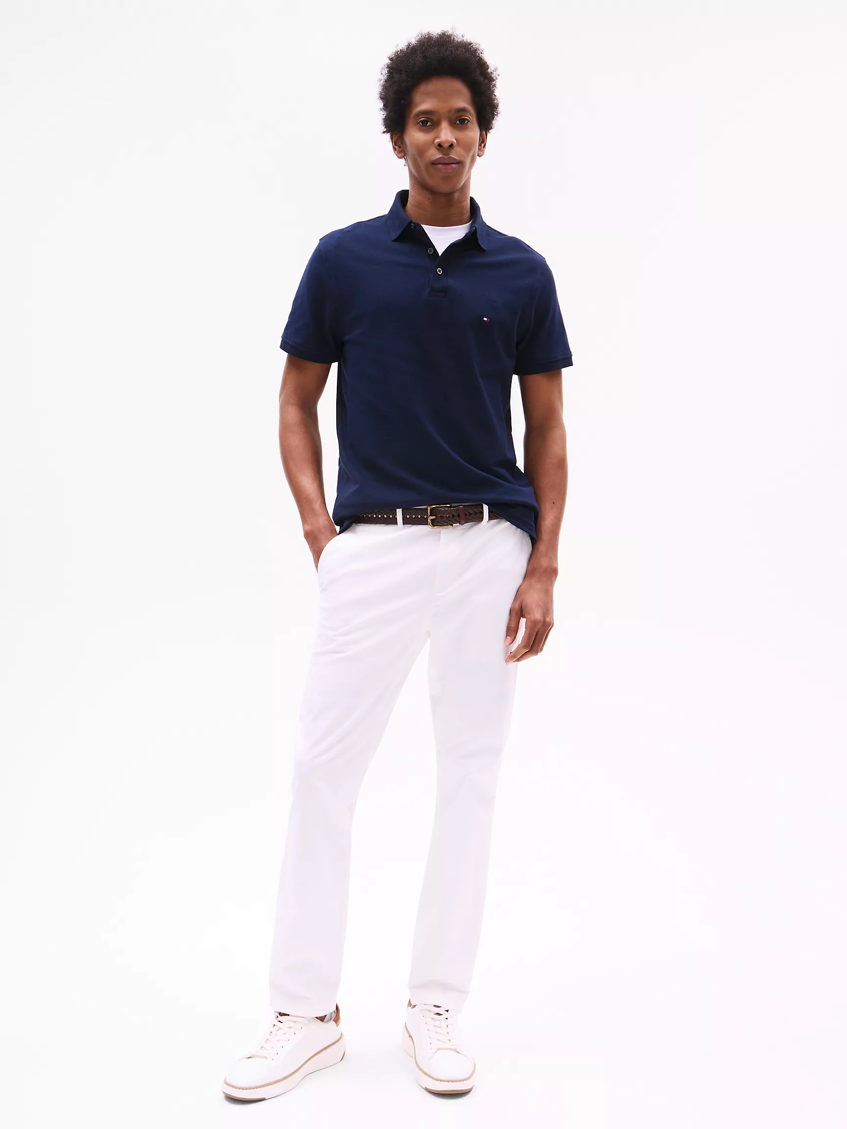 Мужское поло Tommy Hilfiger, Приталенное эластичное поло из пике