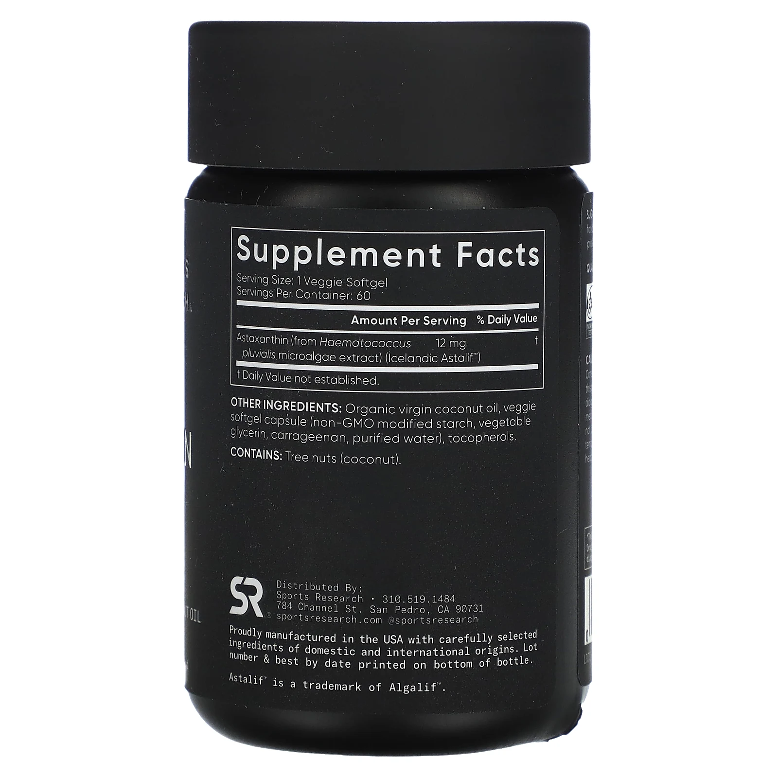 Sports Research, астаксантин, тройная сила, 12 мг, 60 растительных капсул