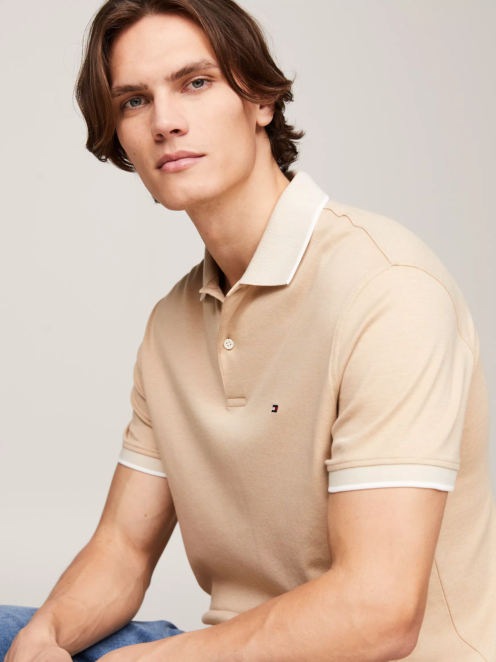 Мужское поло Tommy Hilfiger, Двухцветное трикотажное поло стандартного кроя