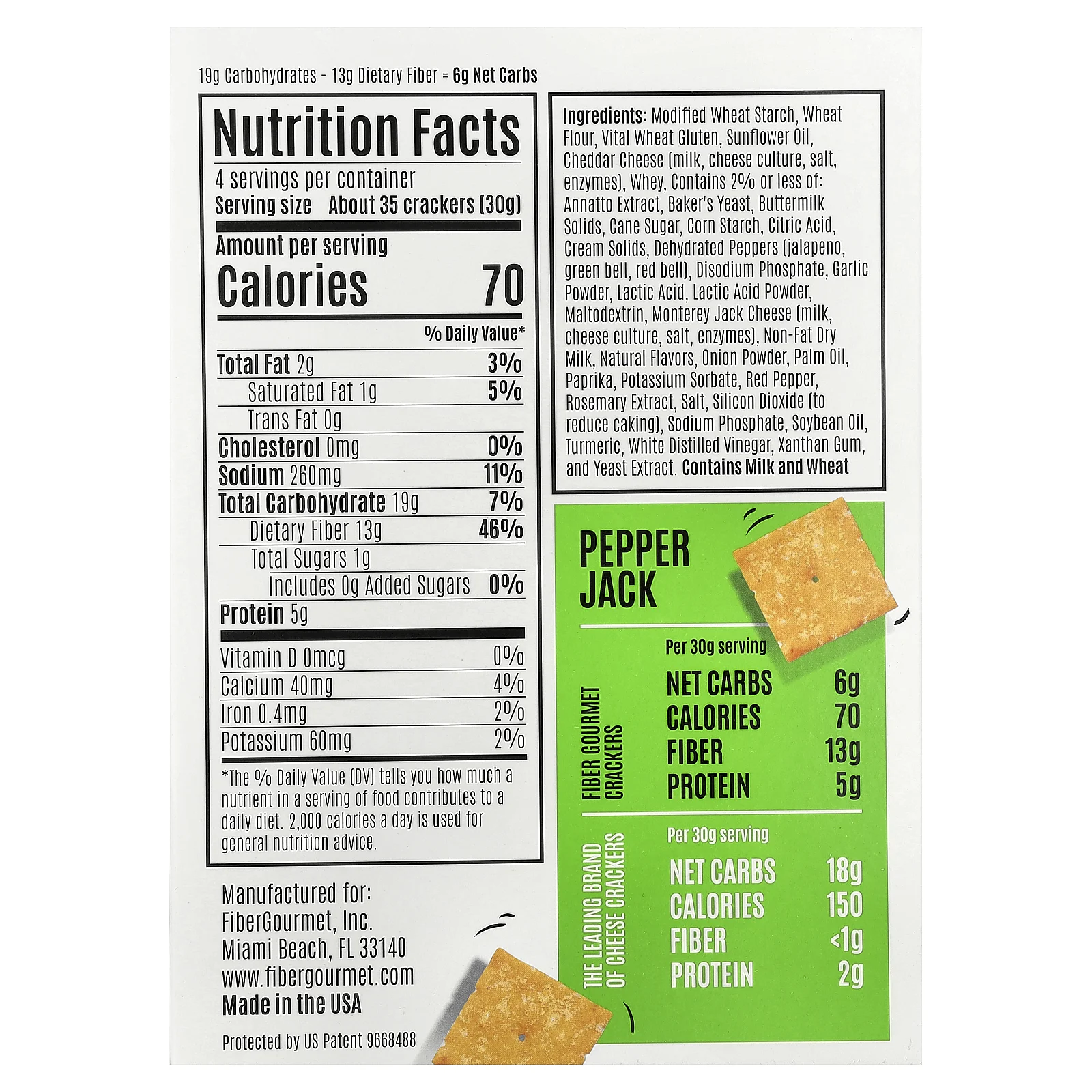Fiber Gourmet, Thinables®, пеппер Джек, 120 г (4,25 унции)