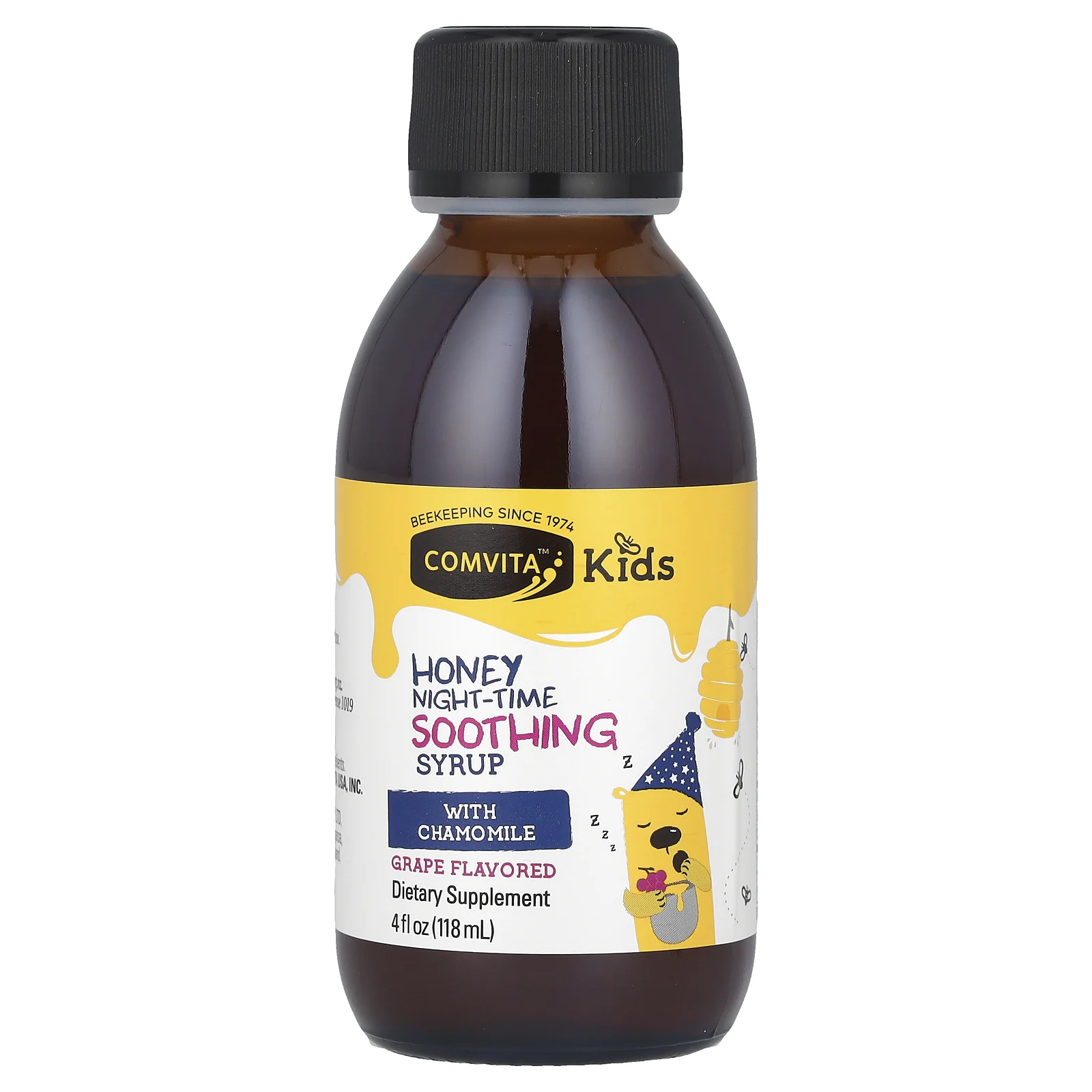 Comvita, Kids, успокаивающий сироп для приема перед сном с медом манука, со вкусом апельсина, 118 мл (4 жидк. унции)