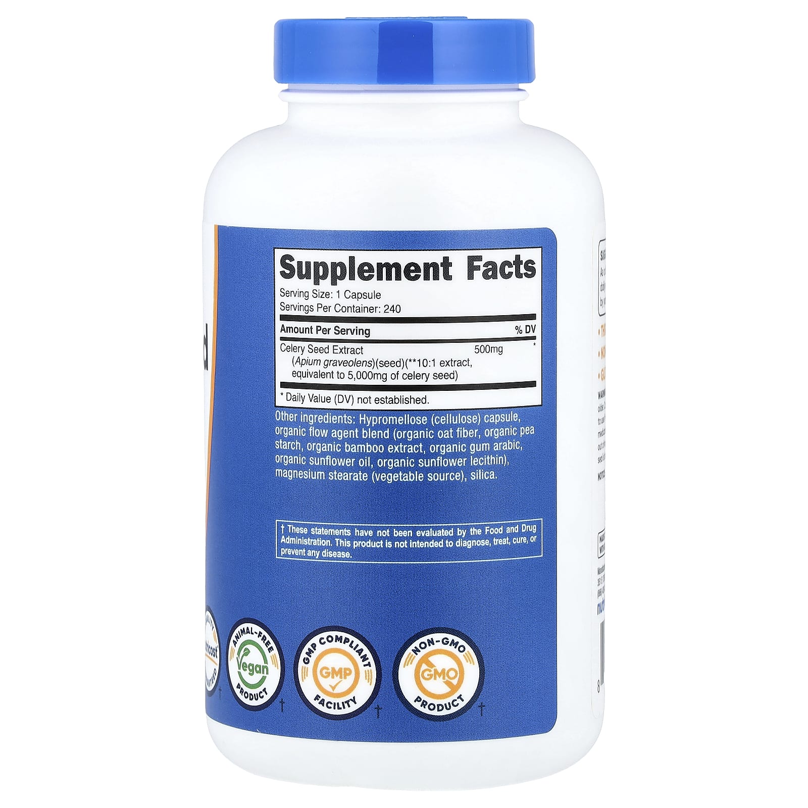 Nutricost, семена сельдерея, 500 мг, 240 капсул